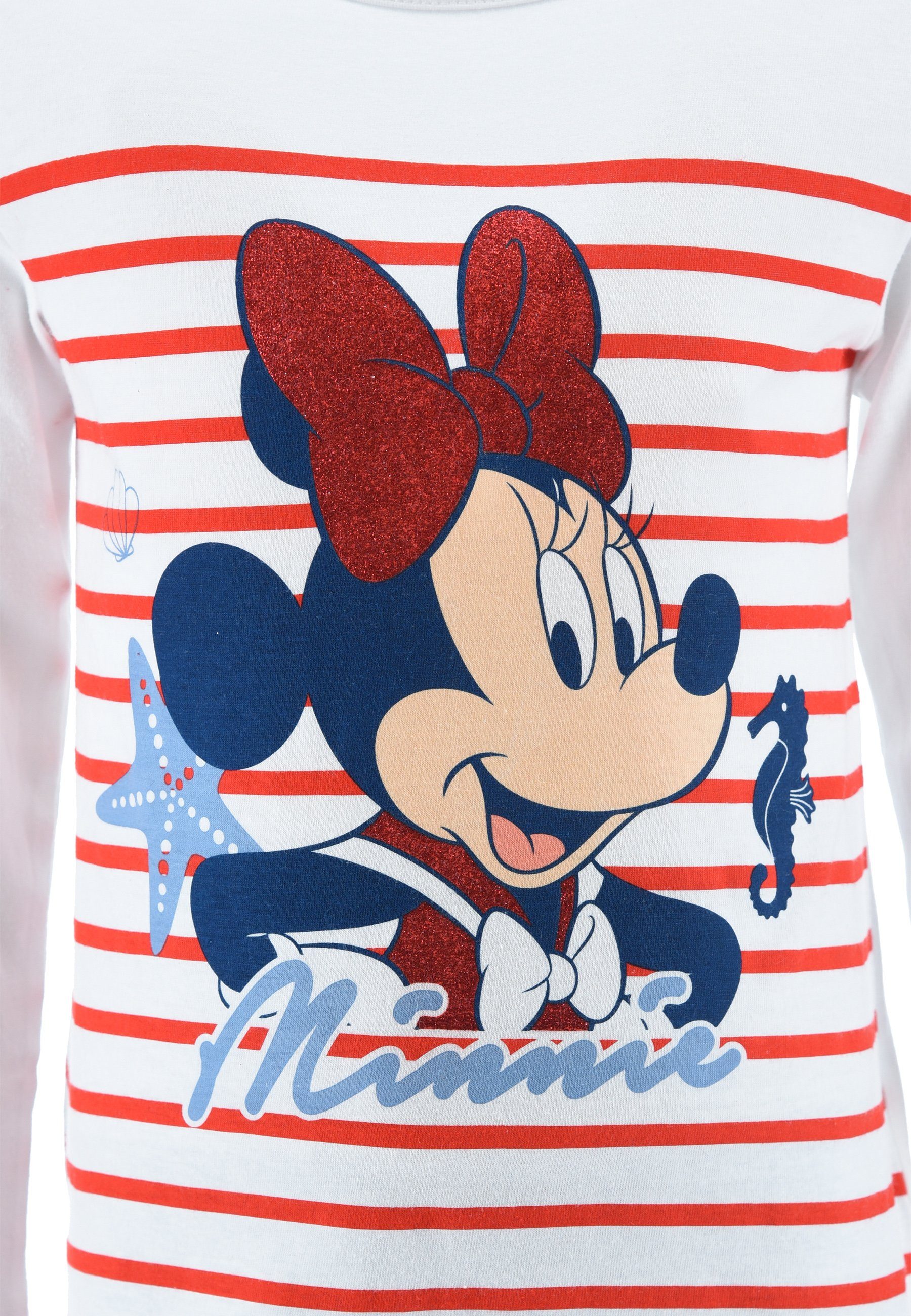 Schlafanzug Mini + Maus Minnie Disney tlg) Mädchen Rot Langarm Pyjama Kinder Schlafanzug (2 Schlaf-Hose Shirt Mouse