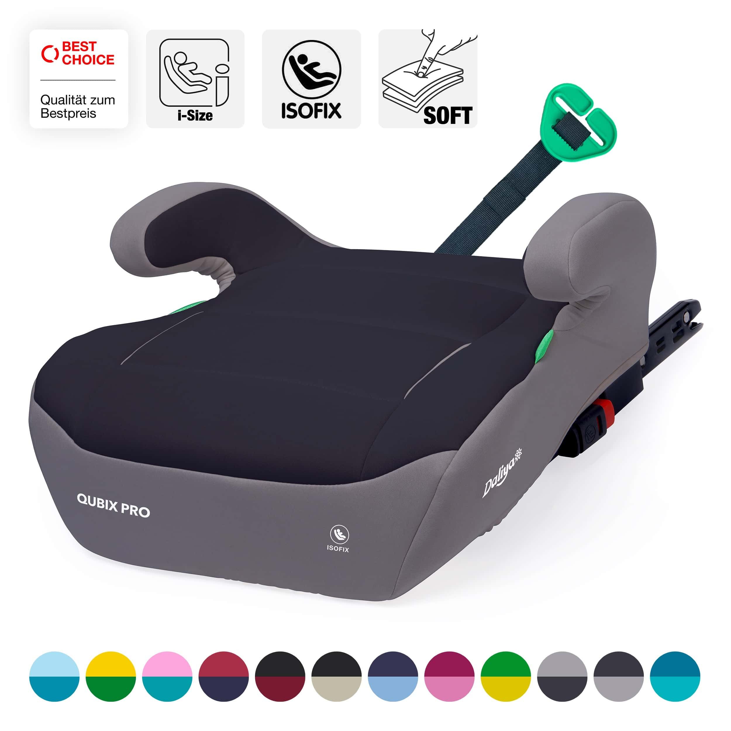 Daliya® Kindersitzerhöhung QUBIX PRO ISOFIX Kindersitz, ab: ab 6 Jahre oder 125cm Körpergröße, bis: bis 12 Jahre oder 150cm Körpergröße, ab: 125 cm, bis: 150 cm, (Packung, 1-tlg), ISOFIX, I-Size, Gurtfix, ergonomisch, weich, waschbarer Bezug