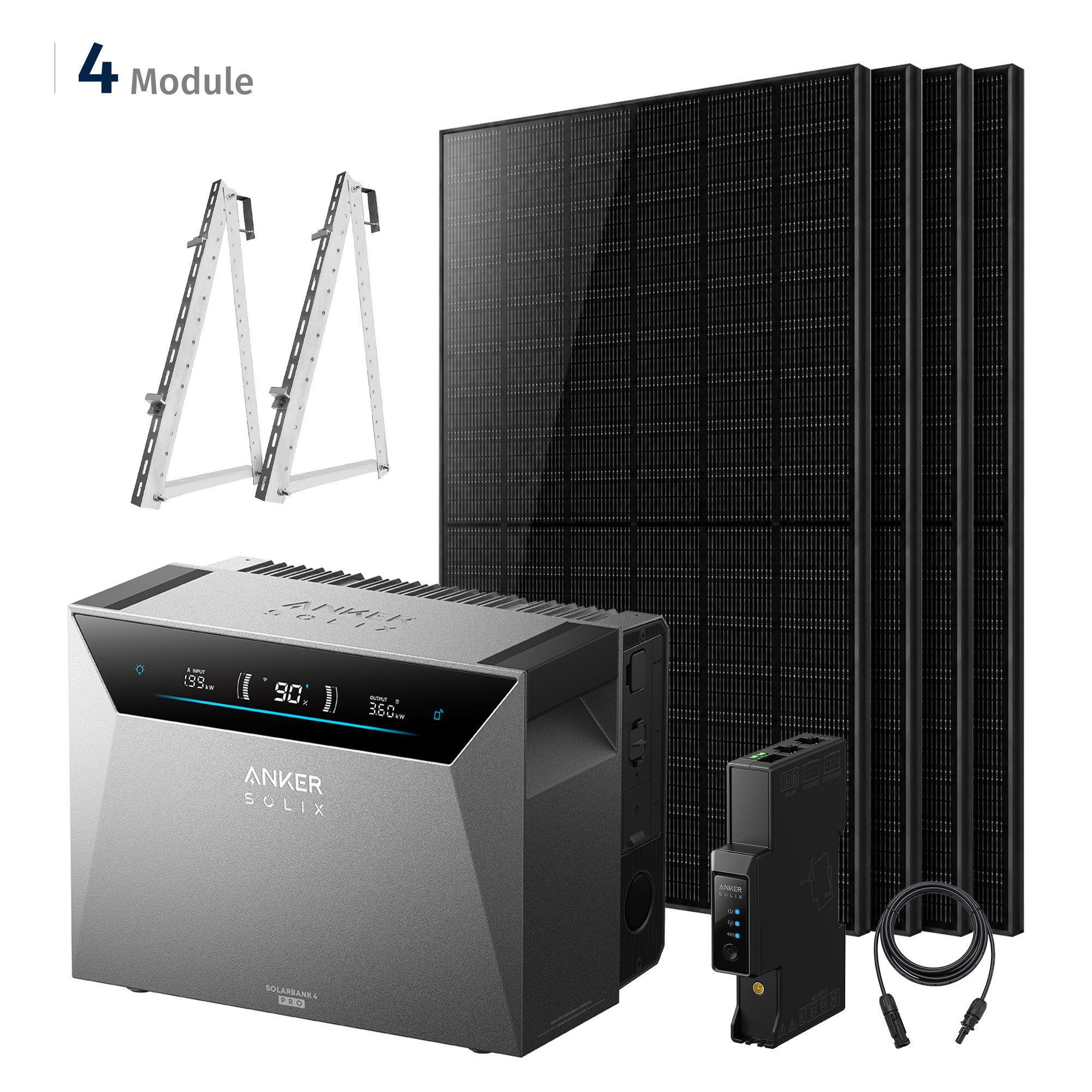 SolarMars Balkonkraftwerk mit Speicher Anker SOLIX 4 E5000 Pro, 2000Wp/3000Wp/4000Wp/6000Wp