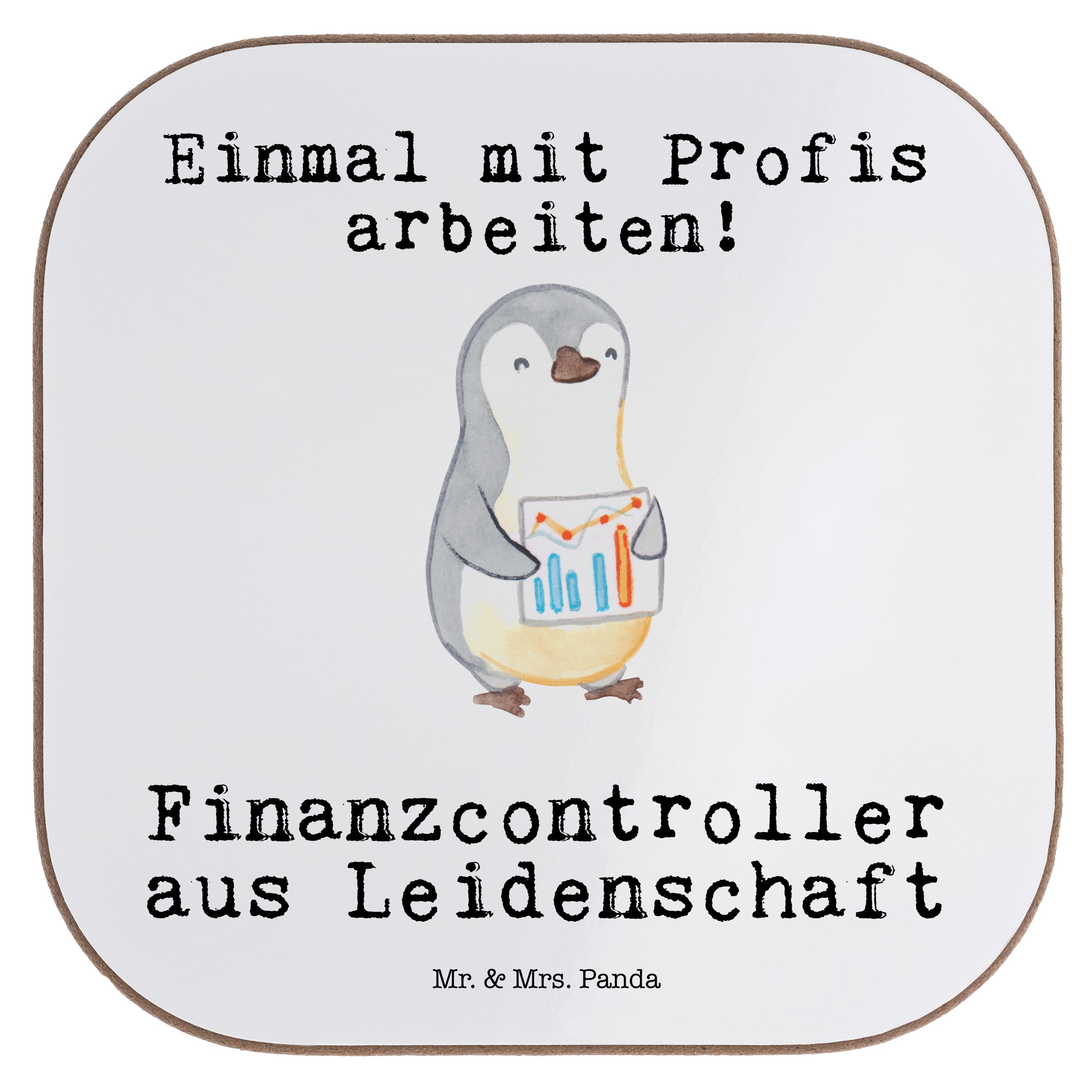 Mr. & Mrs. Panda Getränkeuntersetzer Finanzcontroller aus Leidenschaft - Weiß - Geschenk, Untersetzer Gläs, 1-tlg. | Getränkeuntersetzer