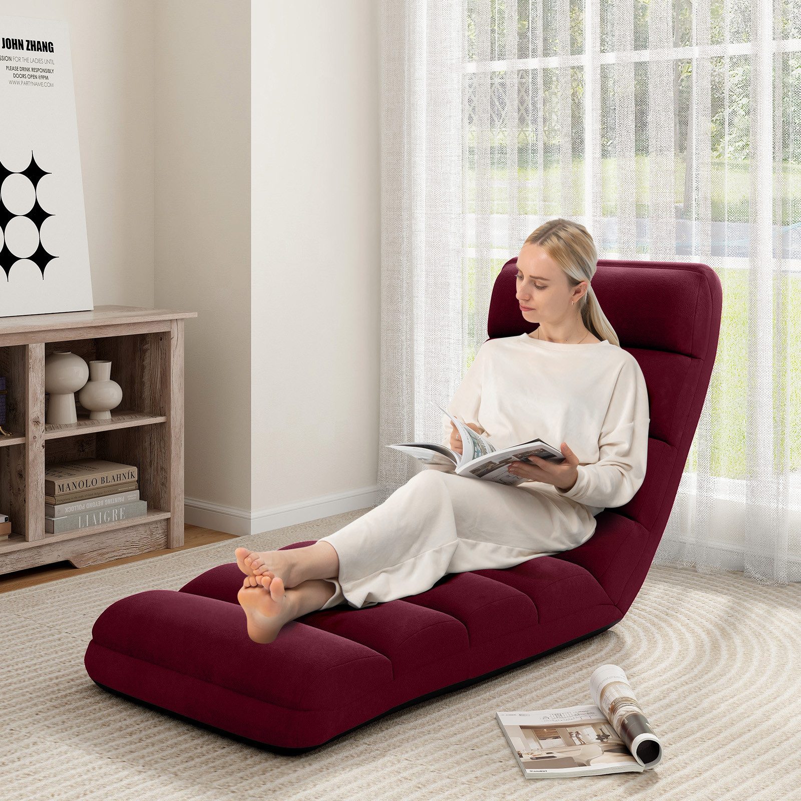 COSTWAY Relaxliege, mit Liegefunktion, Bodensessel klappbar verstellbare Rü günstig online kaufen