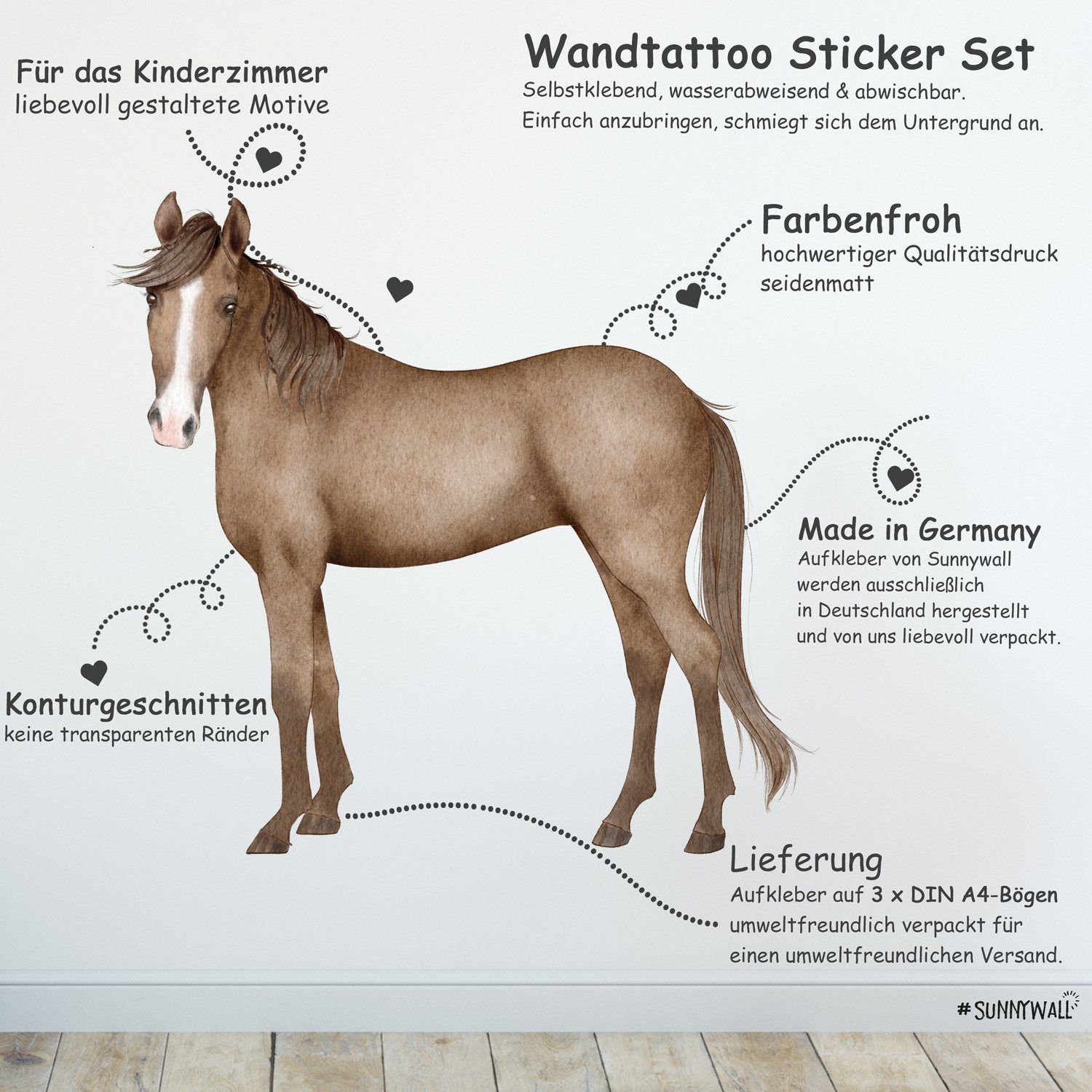 Sunnywall Wandtattoo Pferde Wandsticker Wandtattoo (3 St), konturgeschnitte günstig online kaufen