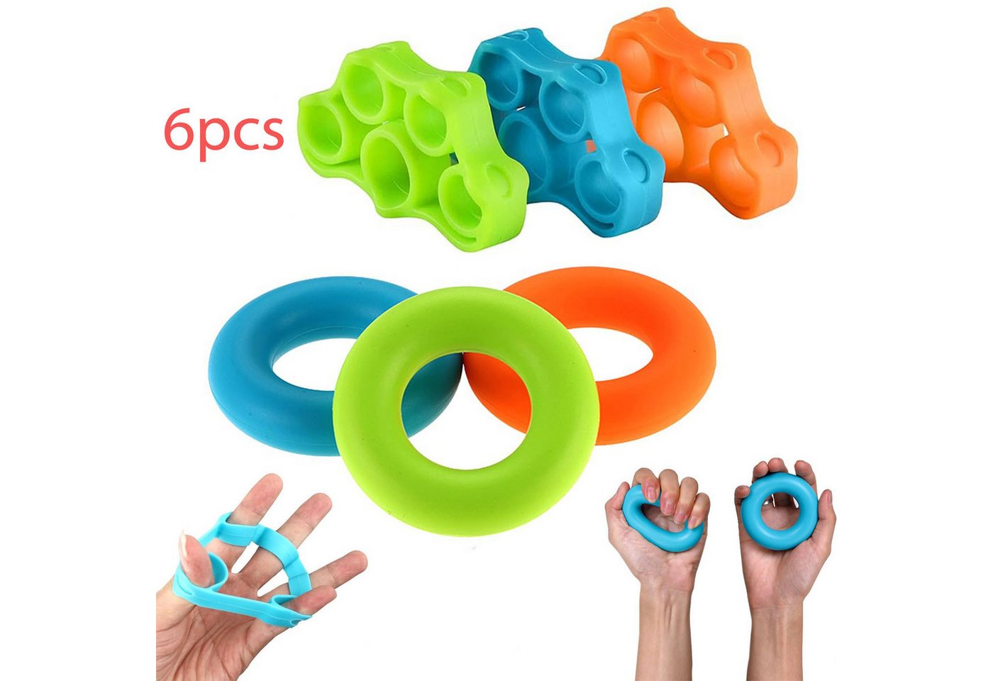 MOPUEA Handmuskeltrainer Handtrainer Fingertrainer Set 6-teilig (Fingertraining Unterarm Training Fitness für Zuhause Büro Stressabbau, …