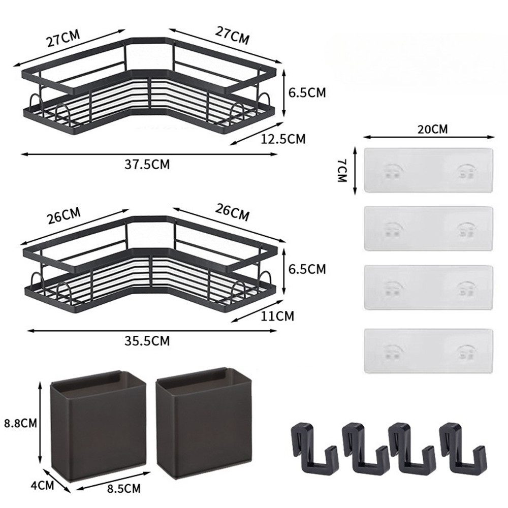 PFCTART Duschablage Ohne Bohren Schwarz Eckregal, Duschregal Schwarz Ecke 2 günstig online kaufen