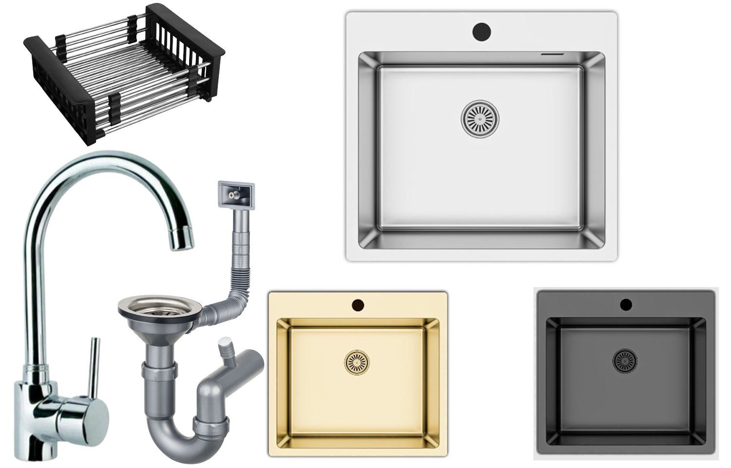 Faizee Möbel Edelstahlspüle Edelstahlspüle 50,5x55+Spülkorb(Armatur wählbar günstig online kaufen