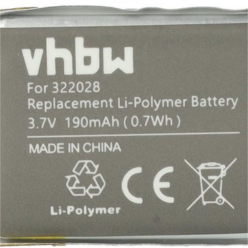 vhbw Ersatz für TomTom AHB322028, 322028 für Akku Li-Polymer 190 mAh (3,7 V)