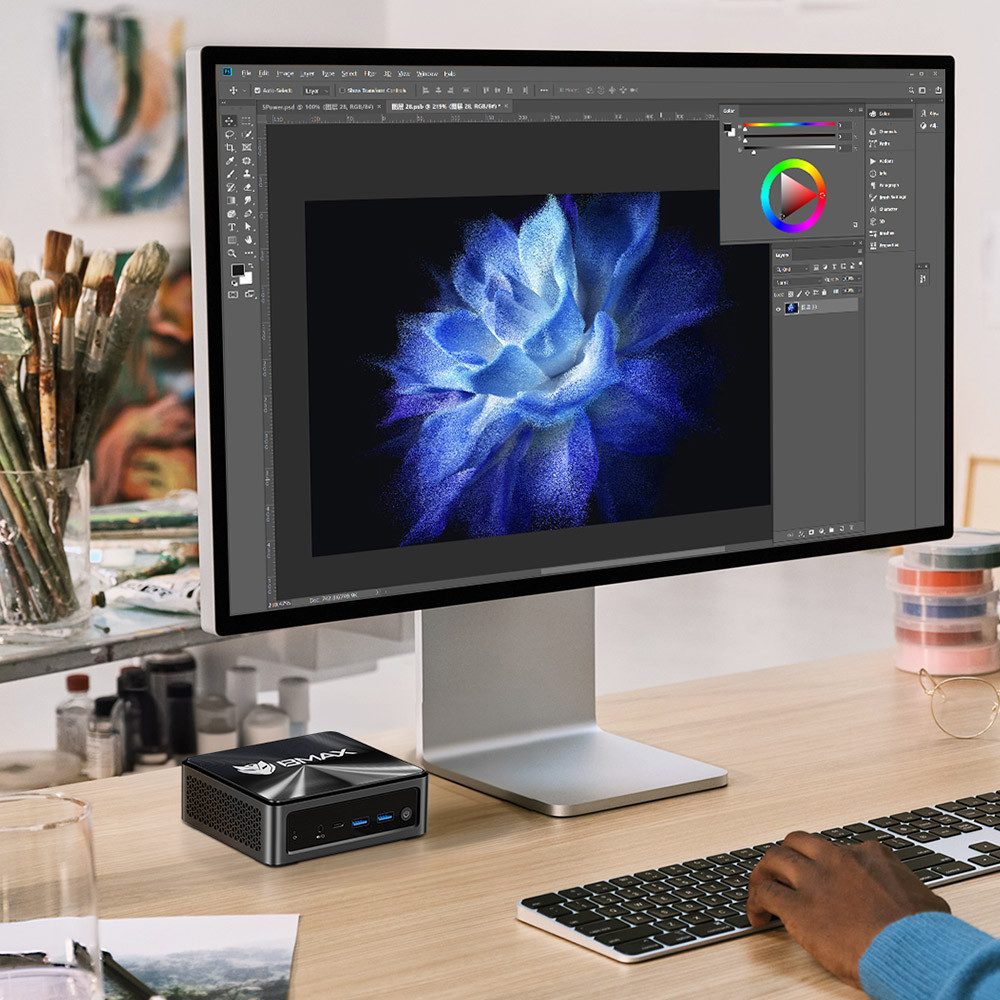 BMAX B5 A Pro AMD Ryzen 7 5825U 8 Kerne Max 4,5 GHz, 16 GB + 512 GB Mini-PC (AMD AMD Ryzen 7 5825U, 16 GB RAM, 512 GB SSD, DP+HDMI+Type-C 4K-Dreifachdisplay, vorinstalliertes System: Windows 11)