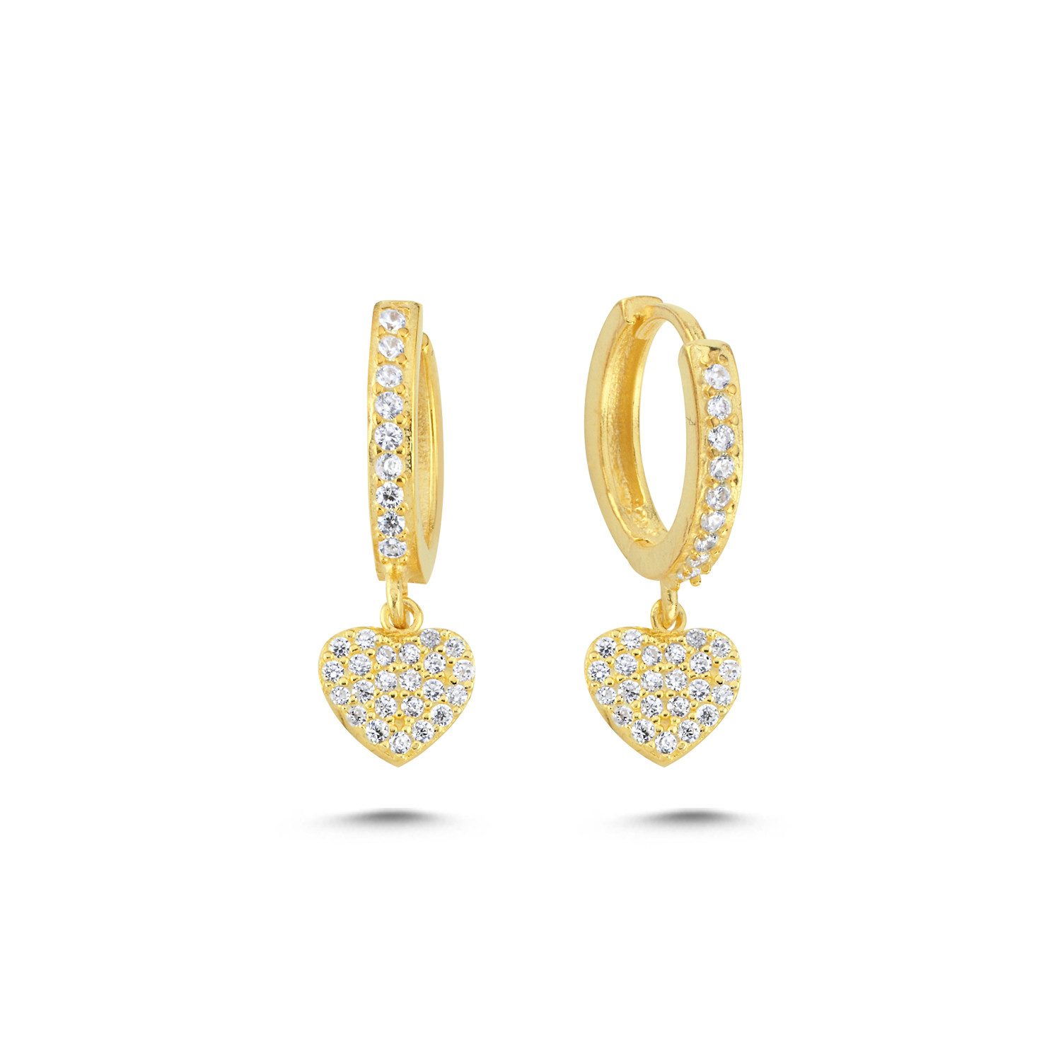 Nisan Ohrring-Set, Silber Ohrringe, Herz Anhänger, Goldplattiert, Zirkonia, günstig online kaufen
