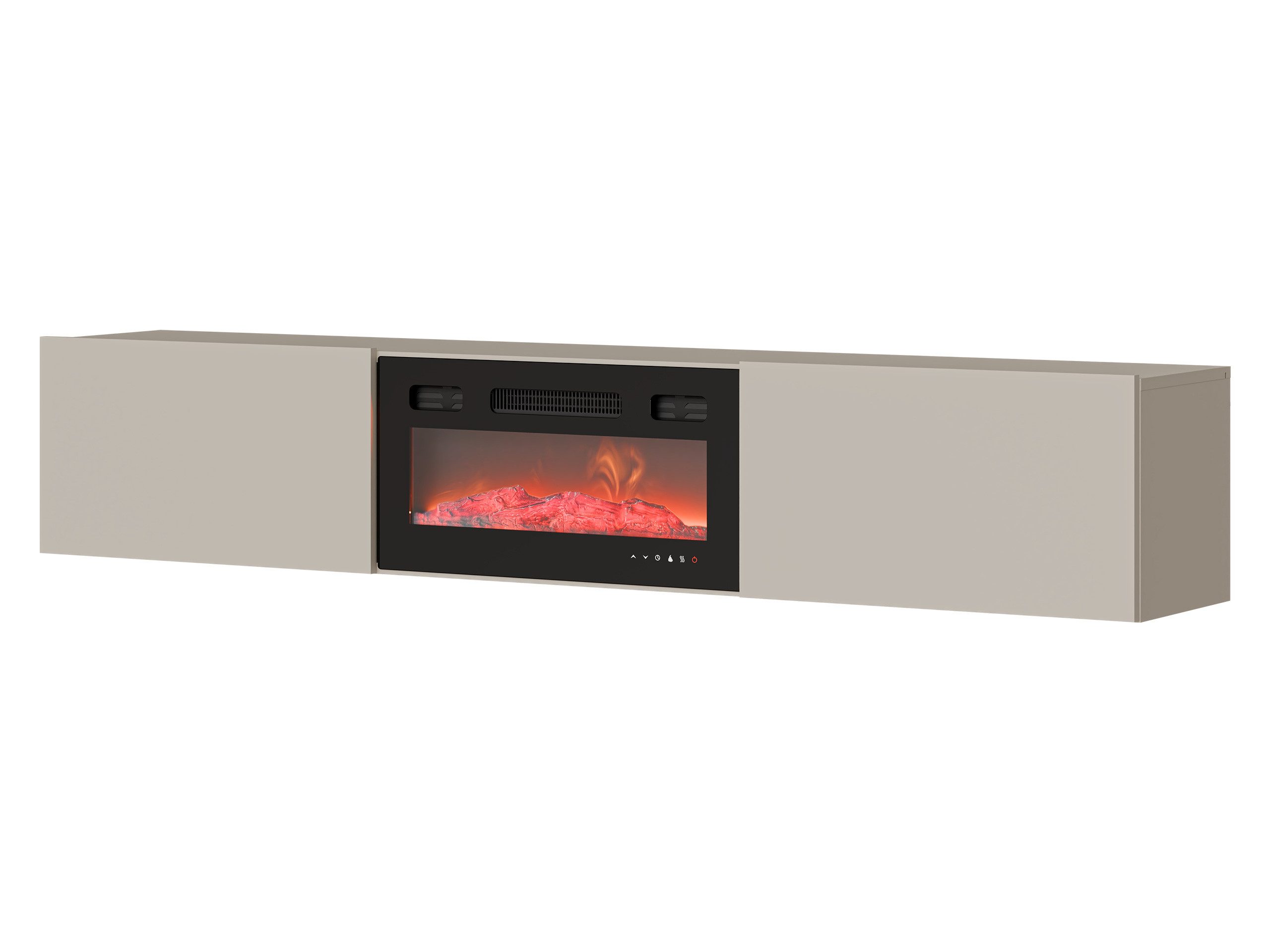 MIRJAN24 TV-Schrank Govi 180 EF mit Kamin (mit zwei Klappen) Realistische LED-Flamme, Heizfunktion, 180x32x33 cm