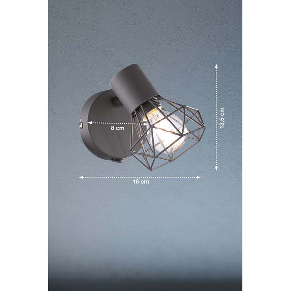 etc-shop Wandleuchte, Wandleuchte Wandspot Flurleuchte Lampe Schlafzimmerlampe Gitter-Design