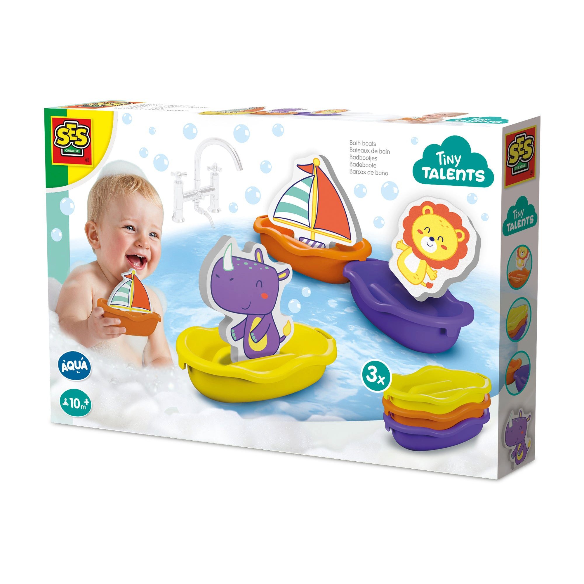 SES Creative Spiel SES Creative Badeboote Safaritiere – 3 Boote & 3 Figuren