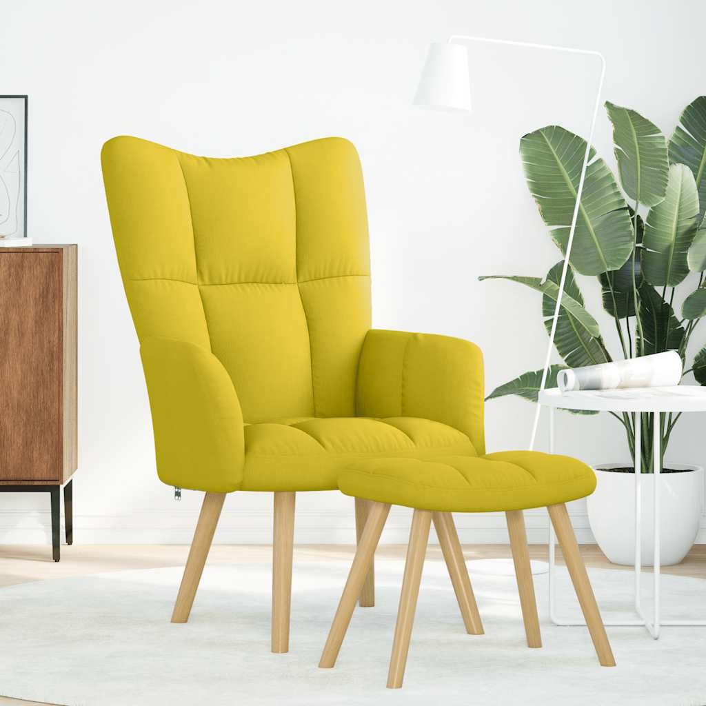 vidaXL Sessel Relaxsessel mit Hocker Hellgelber günstig online kaufen