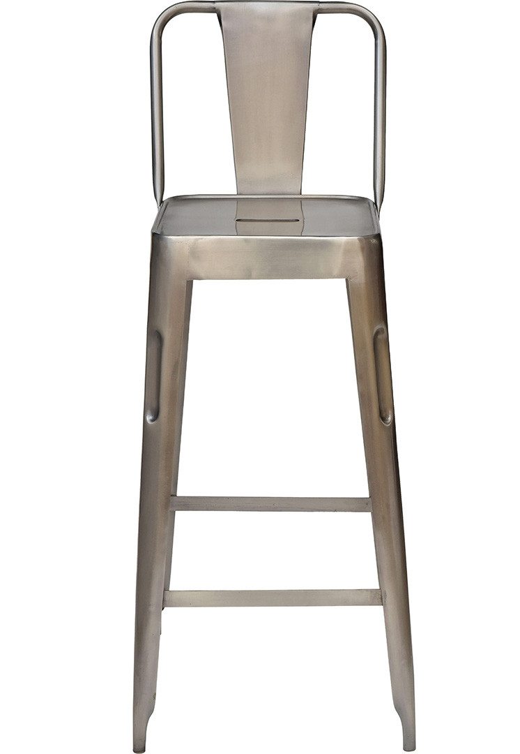 Barhocker mit Rückenlehne aus Eisen - Glänzend