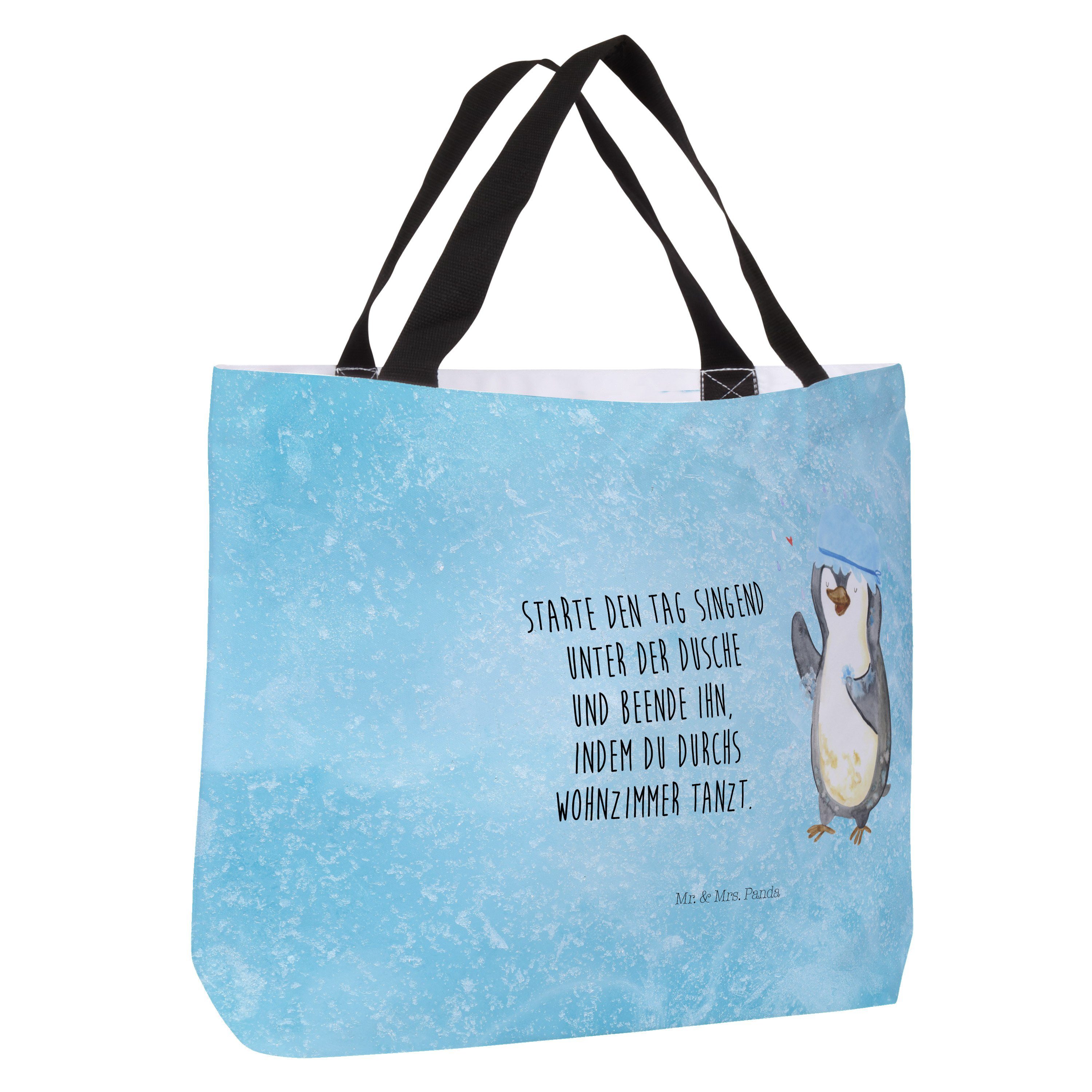 - (1-tlg) Geschenk, Shopper Mrs. Schultasche, Panda duscht Dusche, Tasche, & Beu - Mr. Pinguin Eisblau