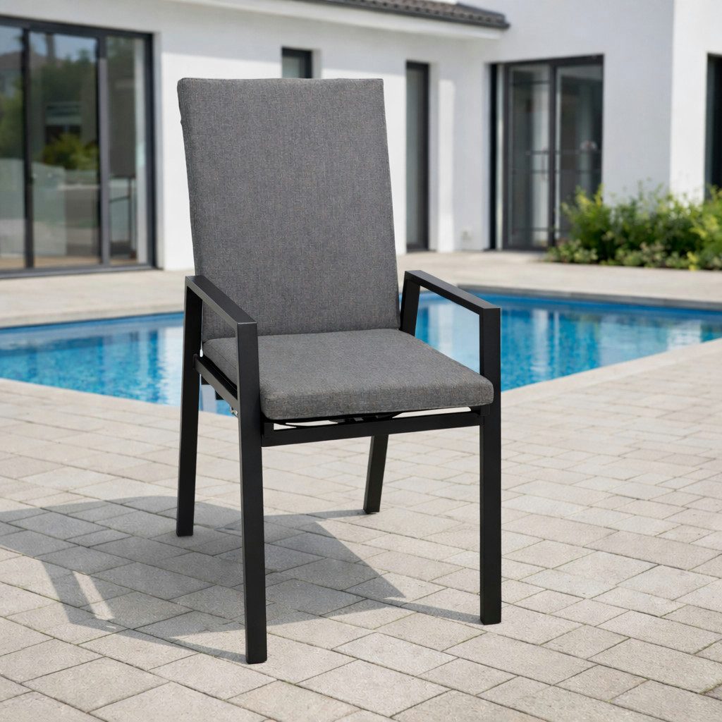 DEGAMO Gartensessel BILBAO, Alu anthrazit, Polster grau, stufenlos verstellbar