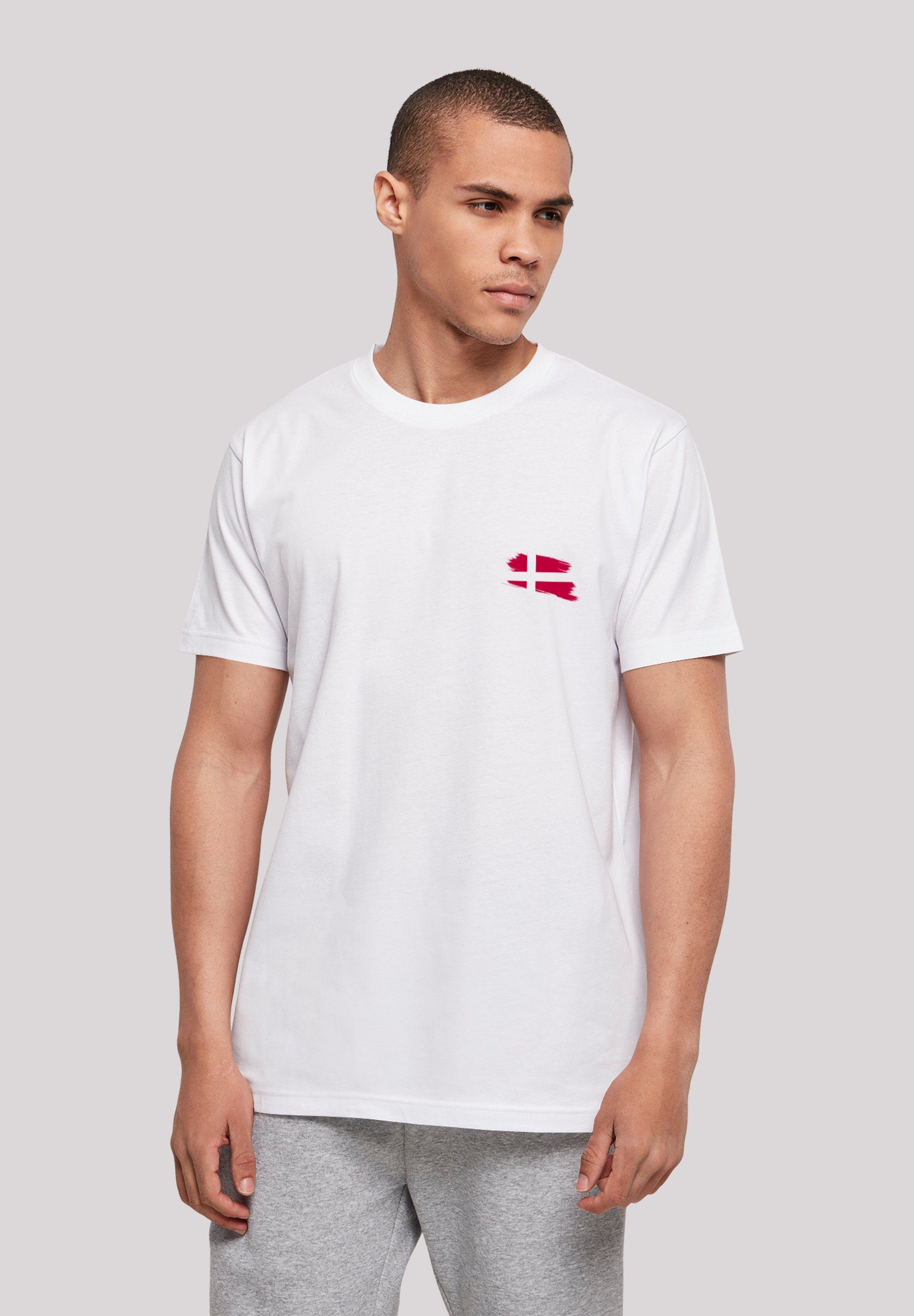 F4NT4STIC T-Shirt Dänemark Flagge Denmark Print weiß