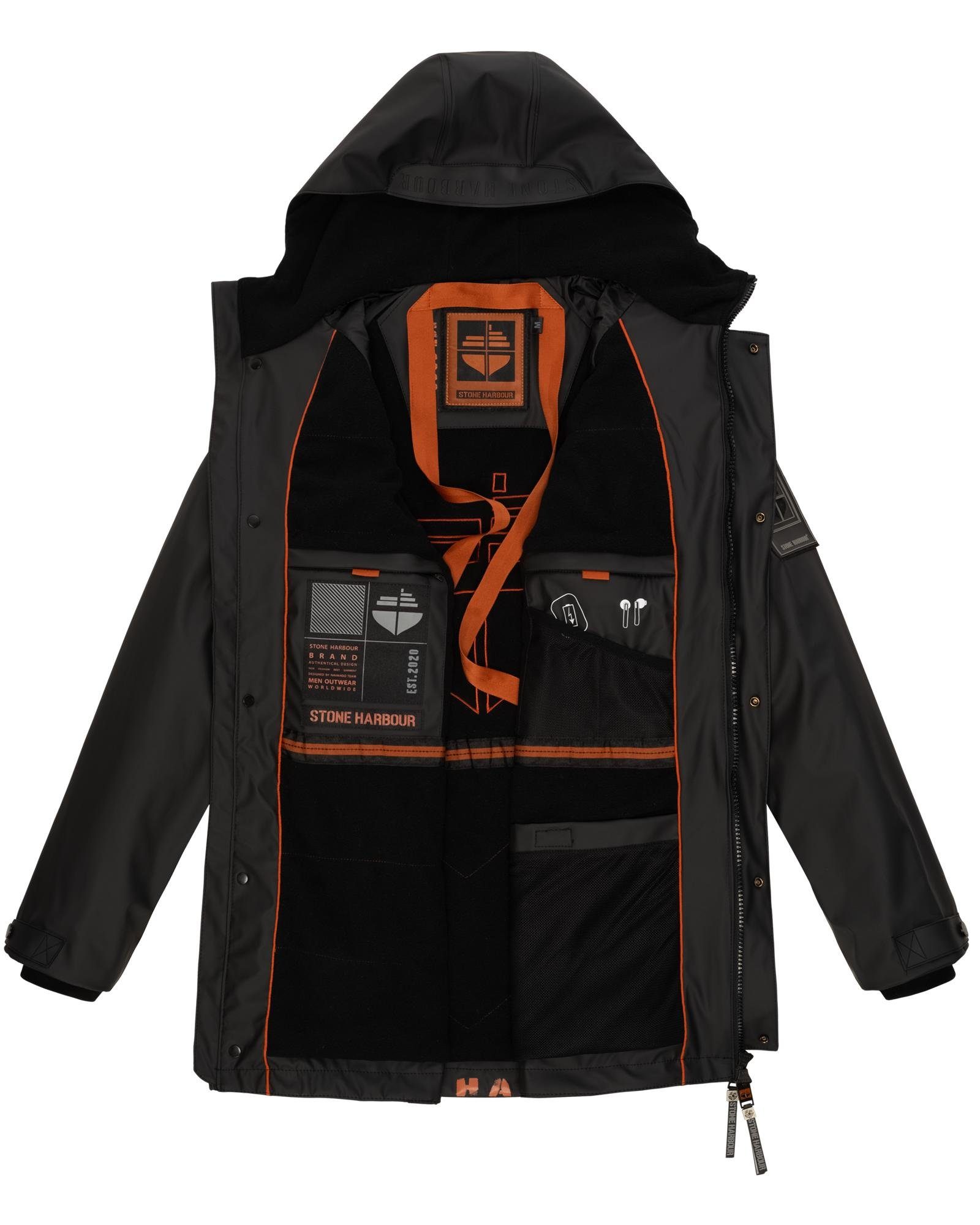 Stone Harbour Regenjacke Rihaa Gummierter Regenparka mit Fleece-Innenfutter