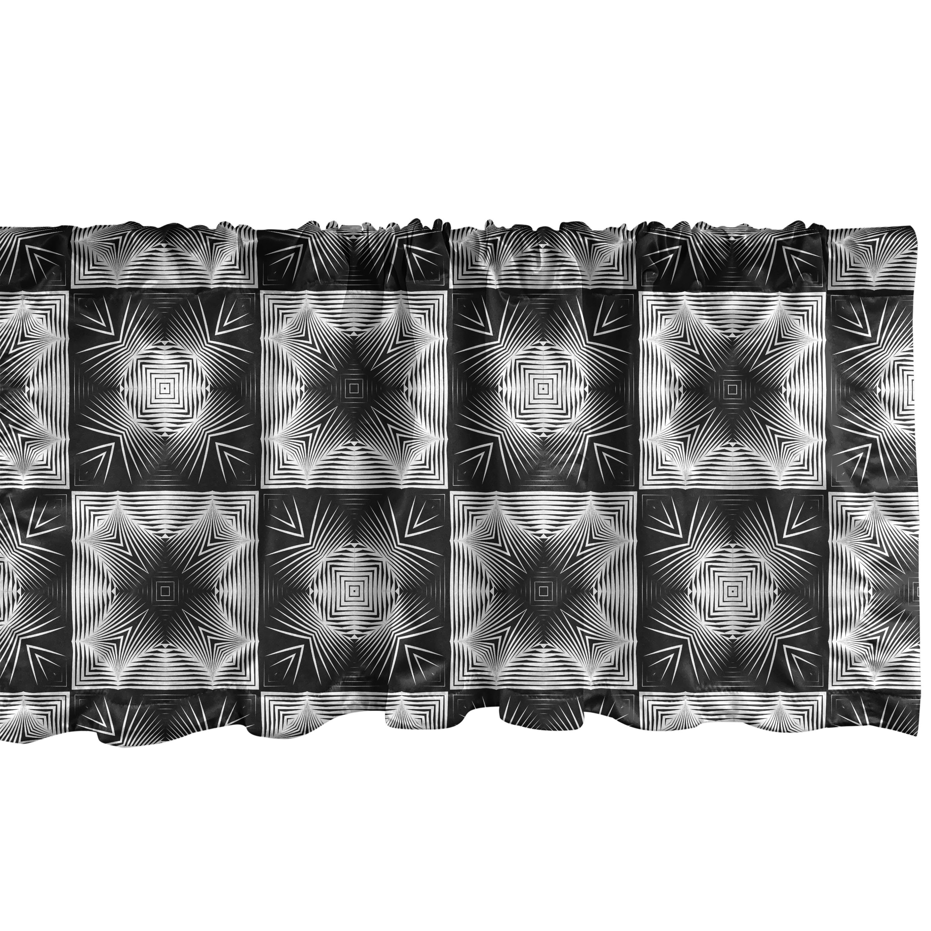 Stangentasche, Vorhang Microfaser, Geometrisch Volant Zick-Zack-Formen Küche Dekor Gradient Abakuhaus, mit für Scheibengardine Schlafzimmer
