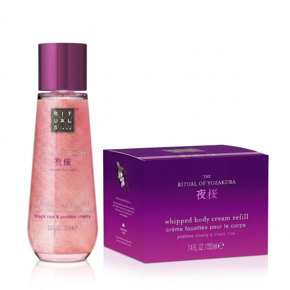 Rituals Körperöl Rituals Yozakura Body Oil und Body Cream Pflege Duo, Pflegendes Körperöl und Body Cream Refill im abgestimmten Duo
