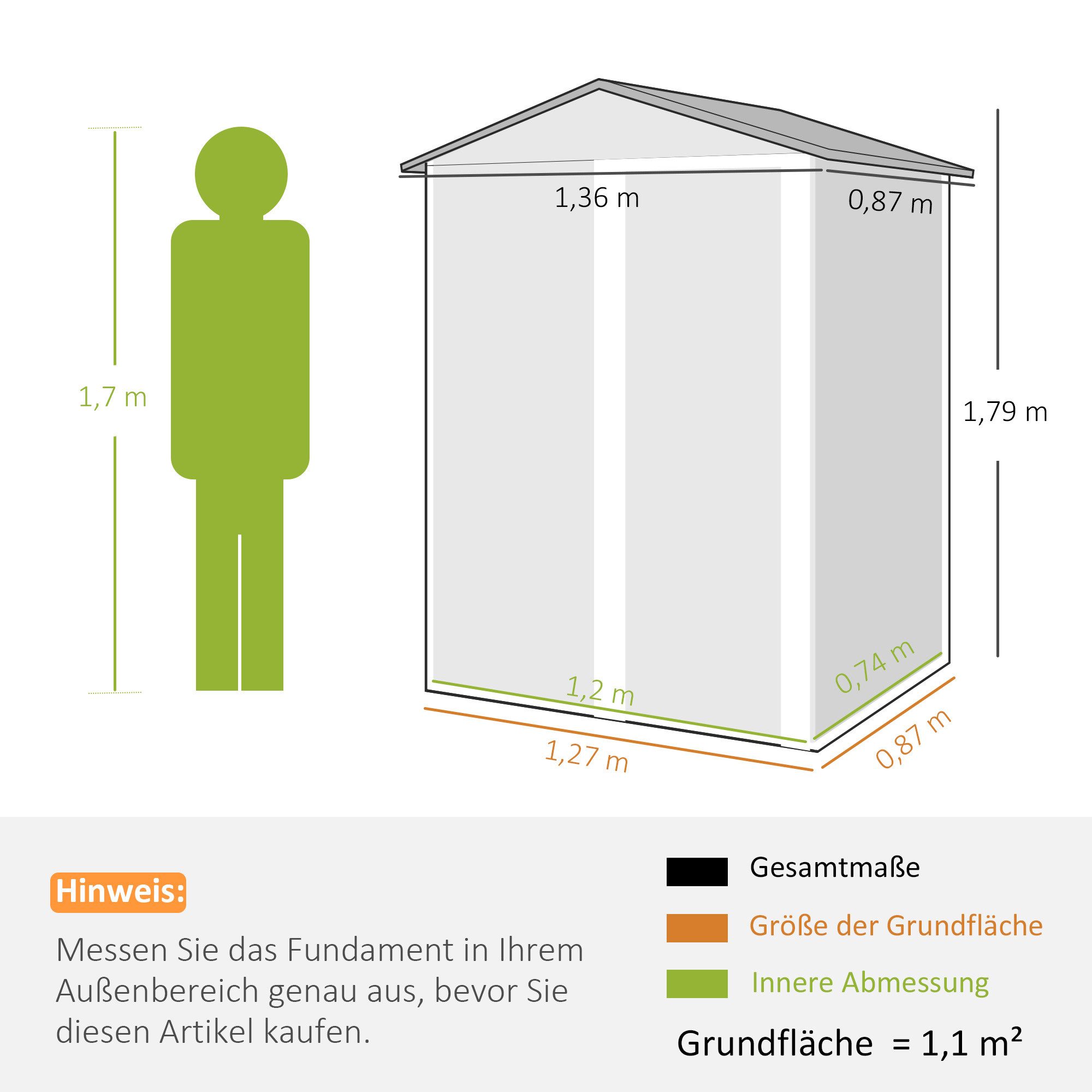 Outsunny Gerätehaus Metall Gerätehaus 1,1 m², Geräteschuppen mit Sattedach, BxT: 136x87 cm, (Geräteschuppen, 3 St., Gartenhaus), für Hinterhof Garten Braun