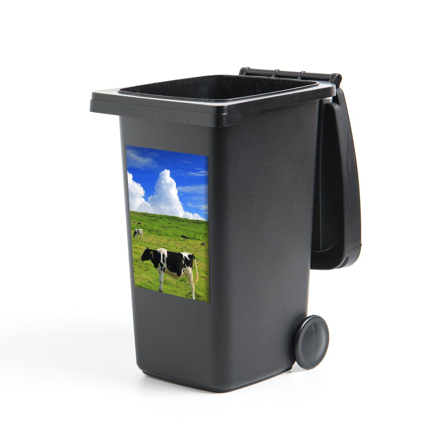 MuchoWow Wandsticker Kühe - Nutztiere - Gras (1 St), Mülleimer-aufkleber, Mülltonne, Sticker, Container, Abfalbehälter