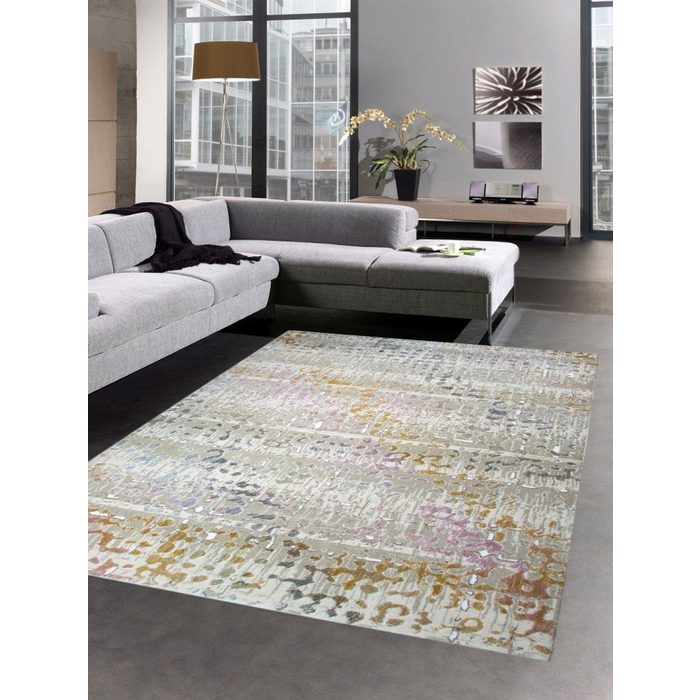 Teppich Moderner Teppich Kurzflor Teppich Wohnzimmerteppich grau bunt senfgelb türkis Carpetia rechteckig Höhe: 11 mm