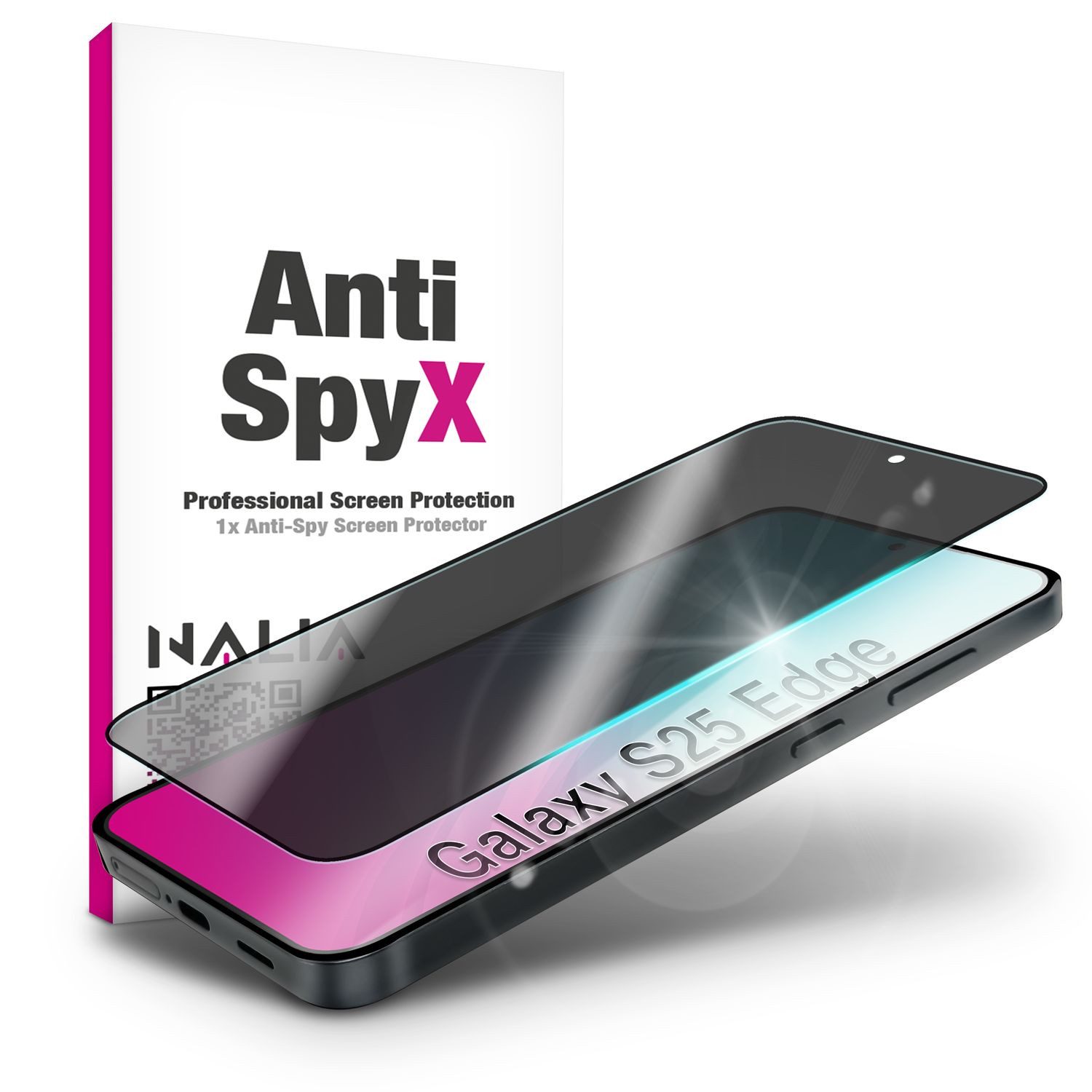 Nalia Schutzfolie Samsung Galaxy S25 Edge, AntiSpyX / Privacy Schutzglas / Sicht- & Blickschutz / Displayschutz