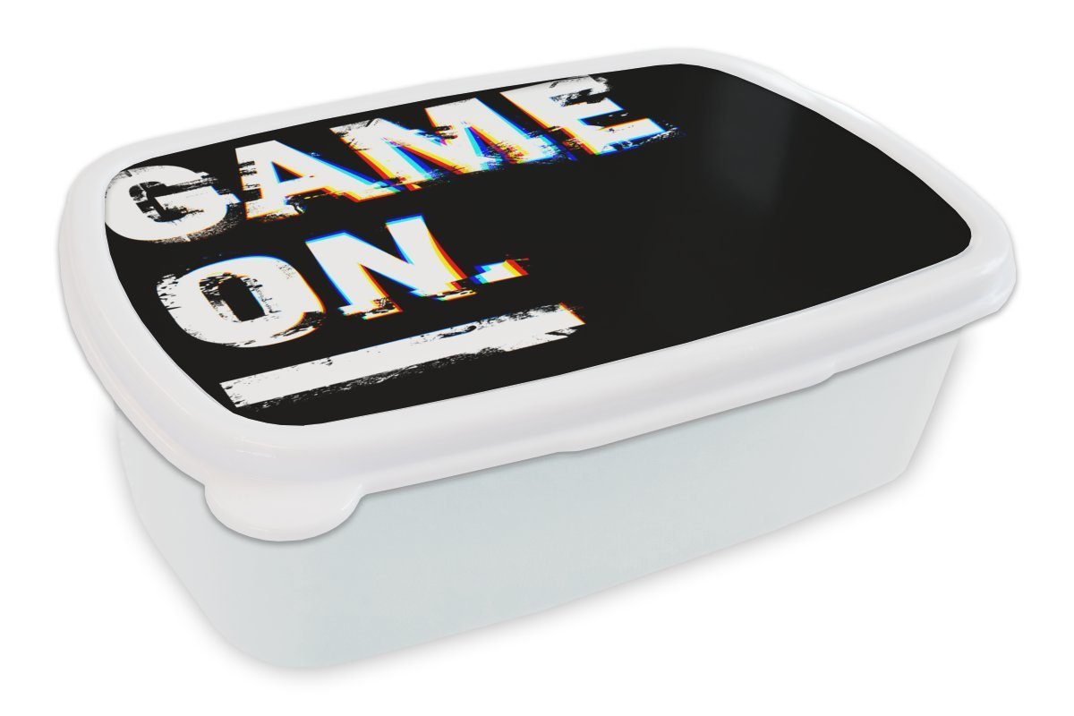MuchoWow Lunchbox Spiel - Zitate - Gamer, Kunststoff, (2-tlg), Brotbox für Kinder und Erwachsene, Brotdose, für Jungs und Mädchen weiß