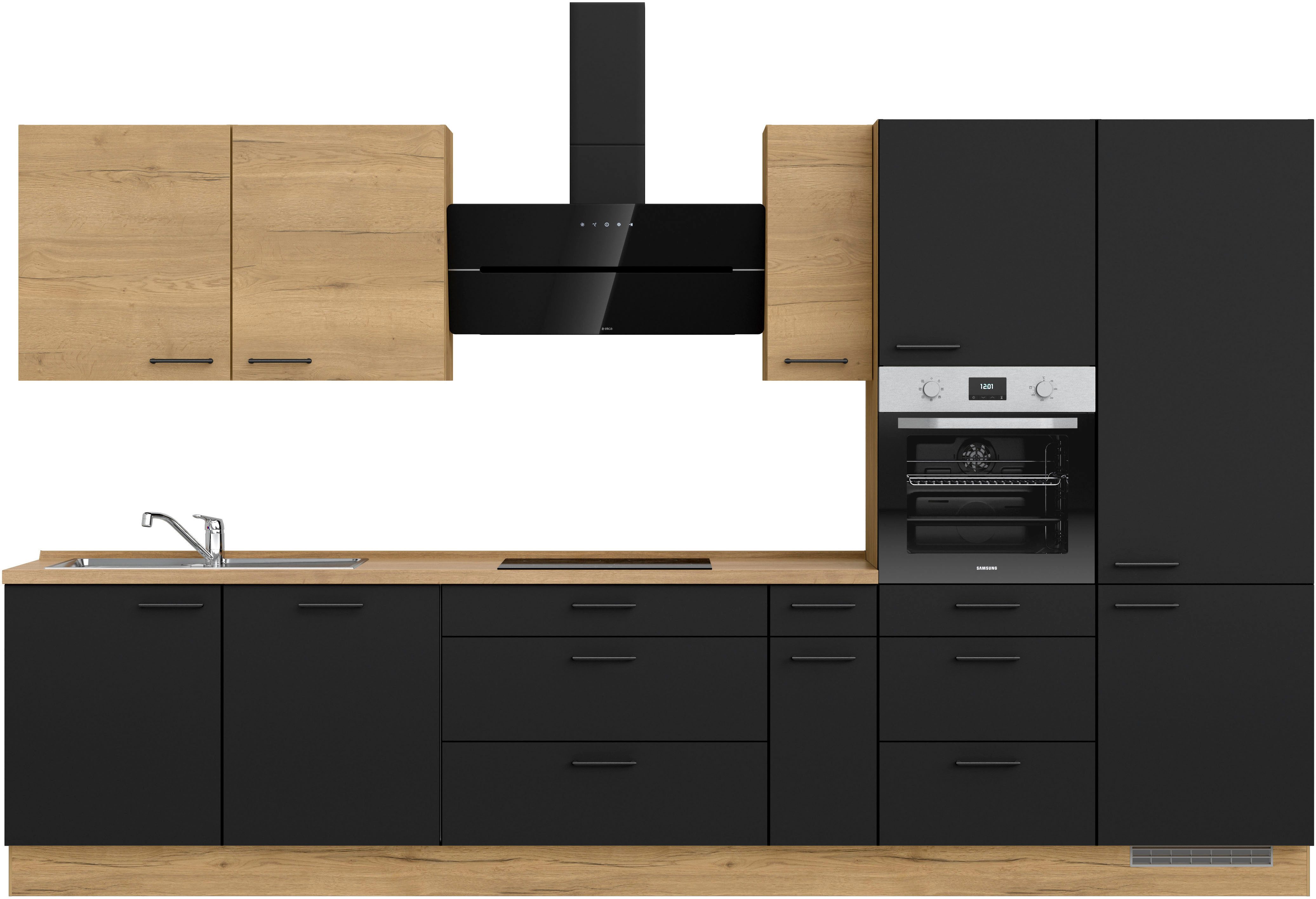 nobilia® Küchenzeile "MIAMI", NEU: individuell anpassbar mit gratis Profi-Beratung, vormontiert, Breite 360 cm, Ausrichtung wählbar, wahlw. mit E-Geräten