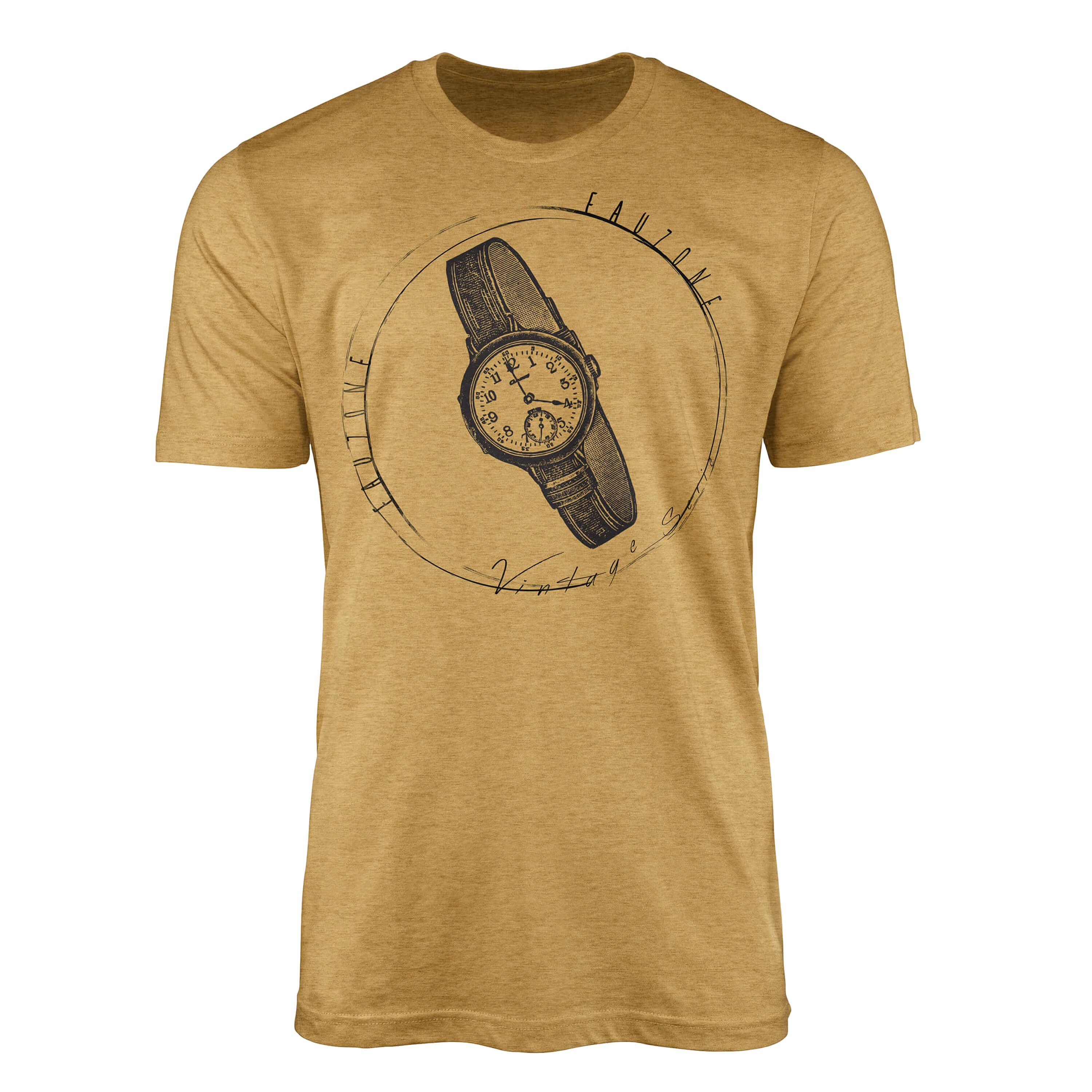 Sinus Art Vintage T-Shirt T-Shirt Gold Herren Antique Armbanduhr