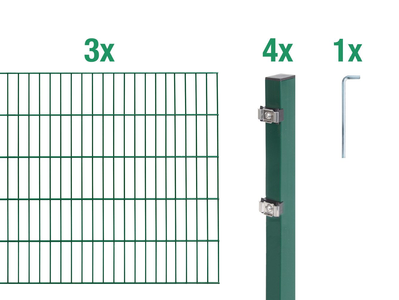 Alberts Doppelstabmattenzaun Grundset, (Set), Höhe: 80-200 cm, Gesamtlänge: 4-30 m, zum Einbetonieren