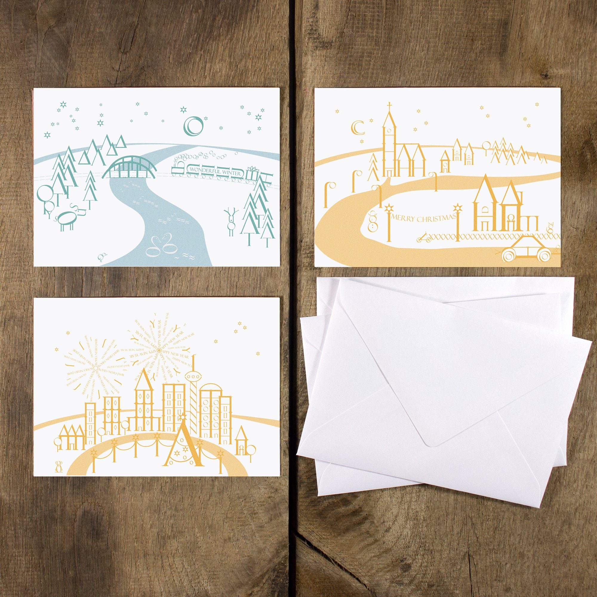 Umschlag) Buchstaben-Stadt (transparenter Grußkarte Hummingbird & Bow Grußkarte