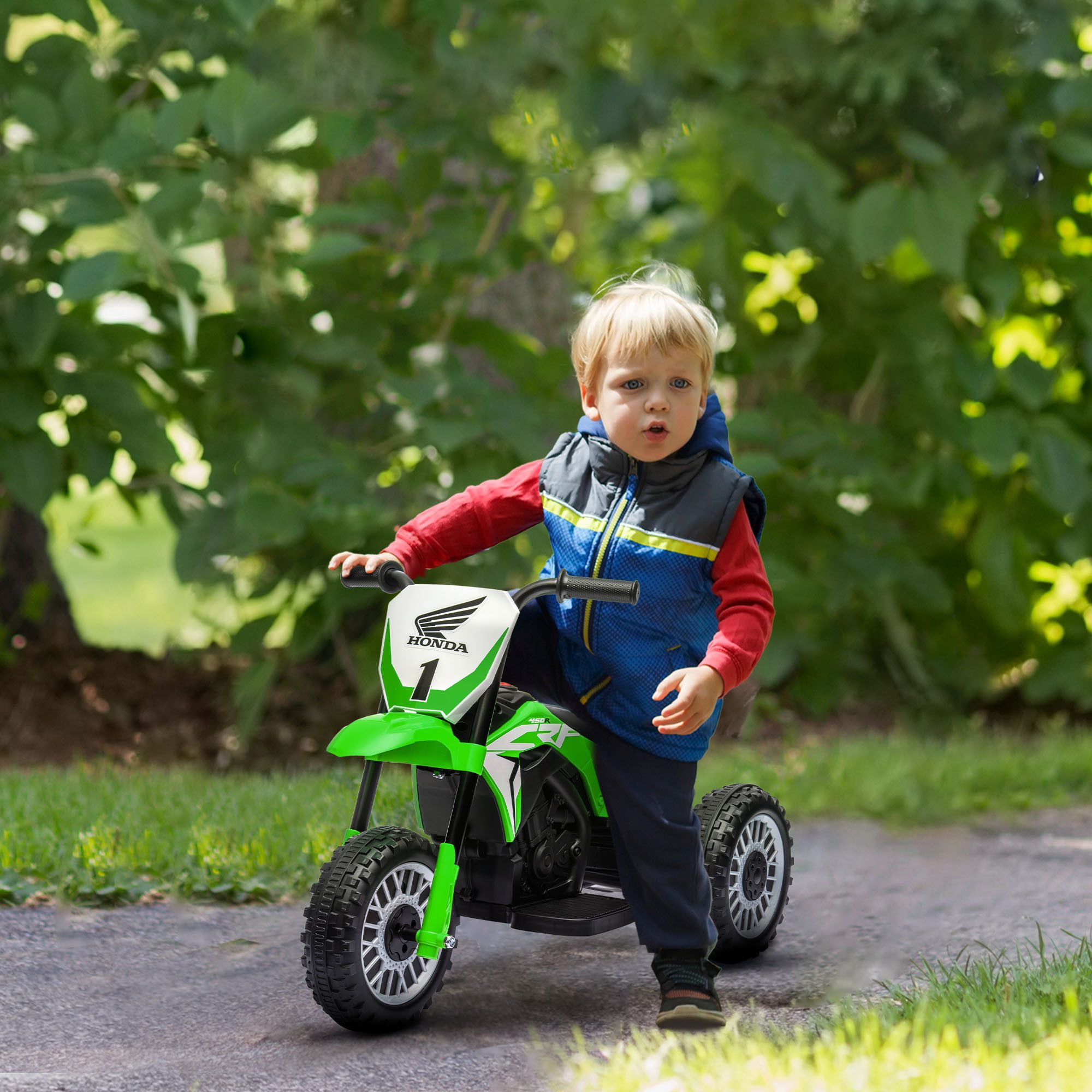 HOMCOM Elektro-Kindermotorrad 6V Kinder-Elektromotorrad, Belastbarkeit 25 kg, (1-tlg), für 18-36 Monate, Grün