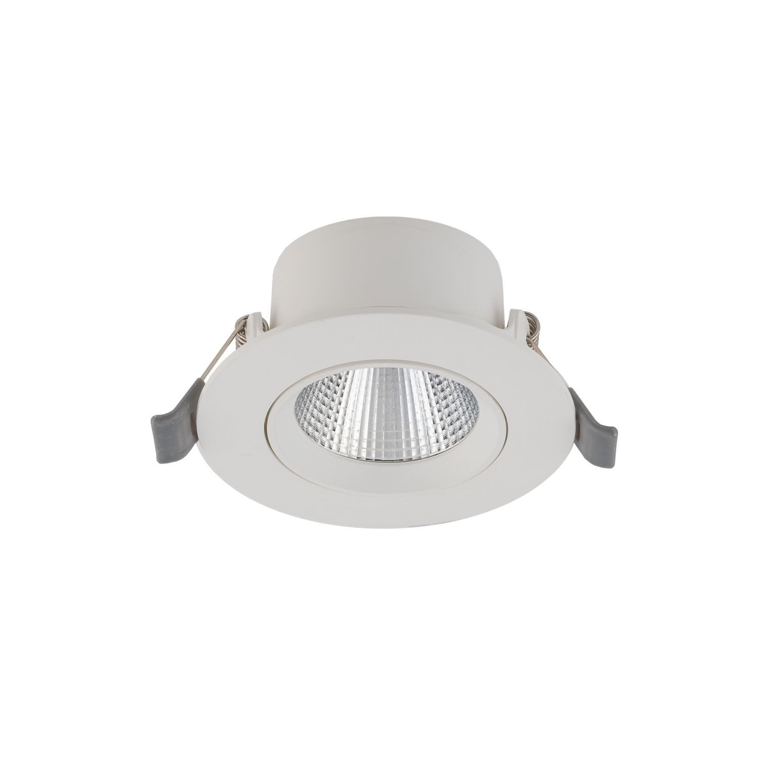 Licht-Erlebnisse Einbauleuchte ELARON, LED fest integriert, Neutralweiß, LED Ø 9 cm in Weiß Silber rund neutralweiß 4000 K 370 lm Modern