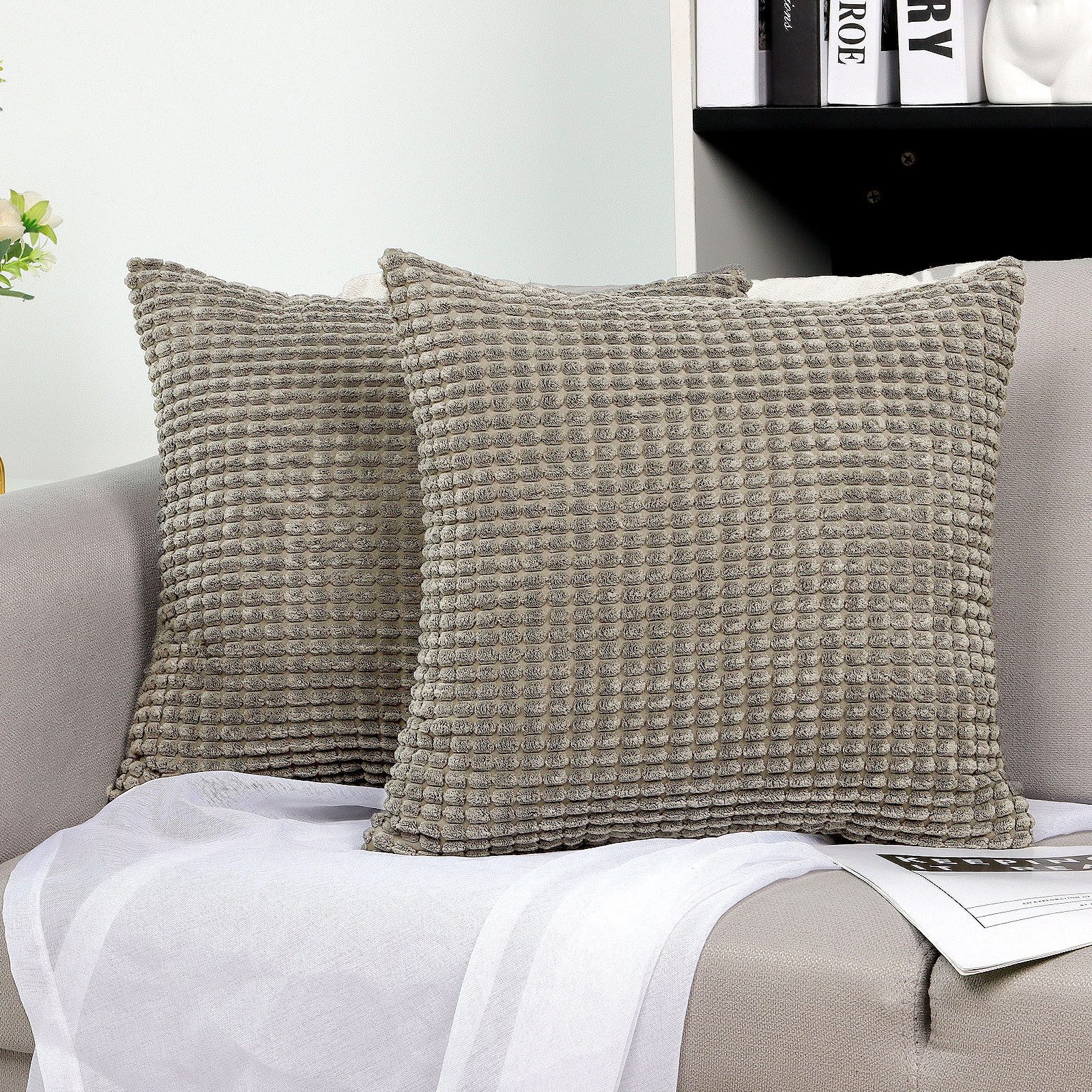 TAN.TOMI Kissenbezüge Kord Uni 2er Set Kissenbezug flauschig körnig Farbver günstig online kaufen