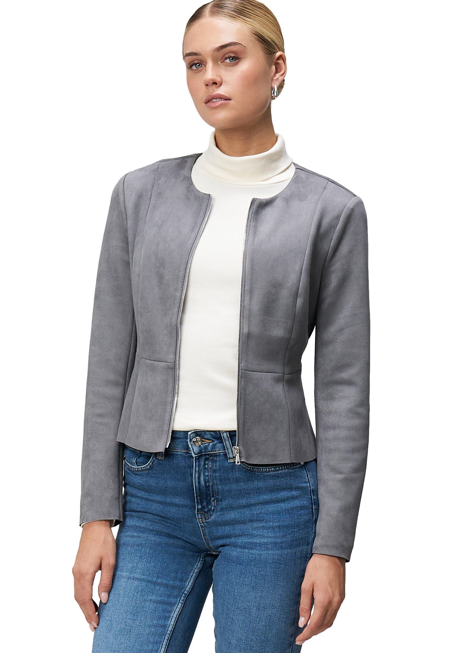 Zero Jackenblazer Damen Wildlederoptik Plain/ohne Details