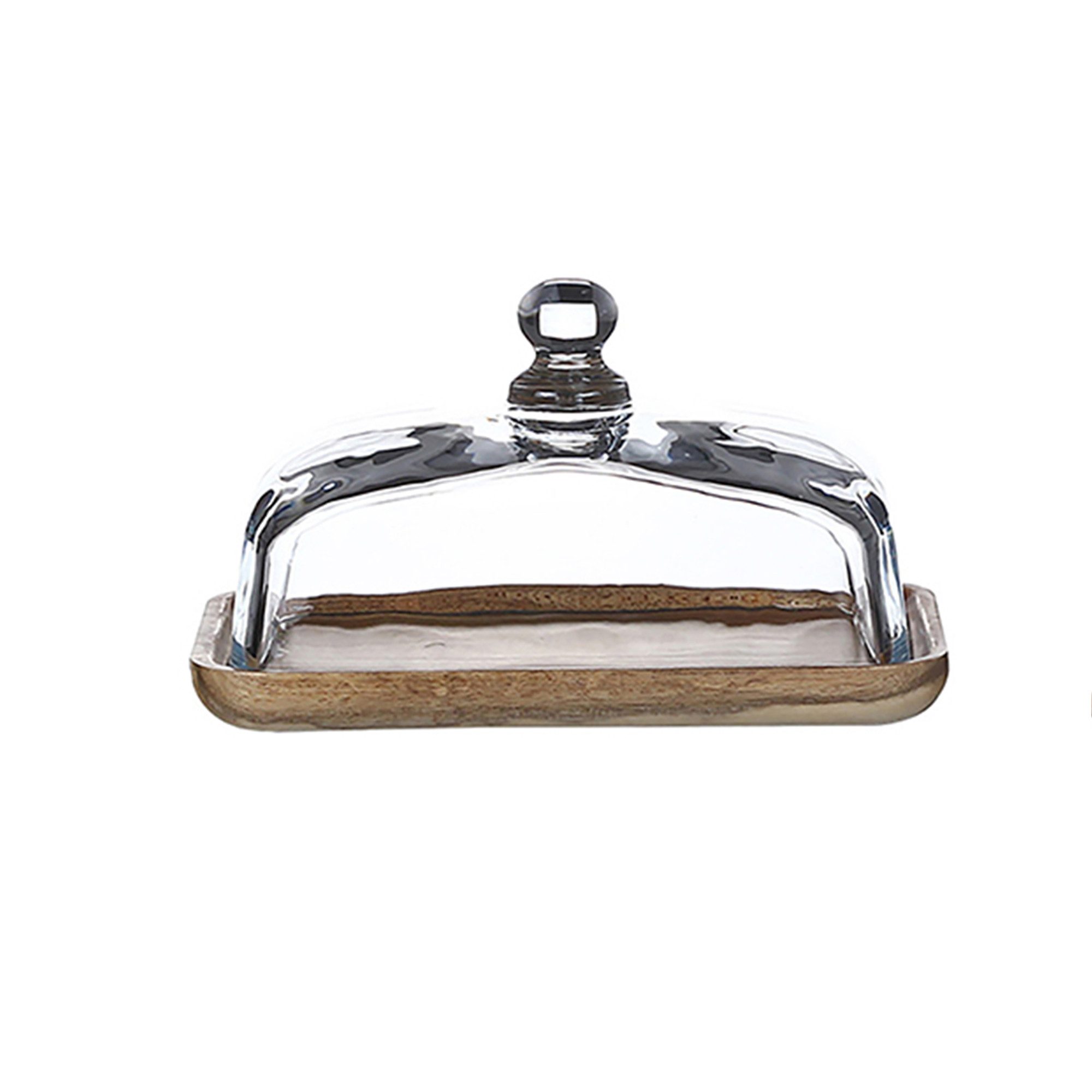 GarveeMore Hochstuhltablett Hölzerne Butterdose mit Klarglasdeckel, rechtec günstig online kaufen