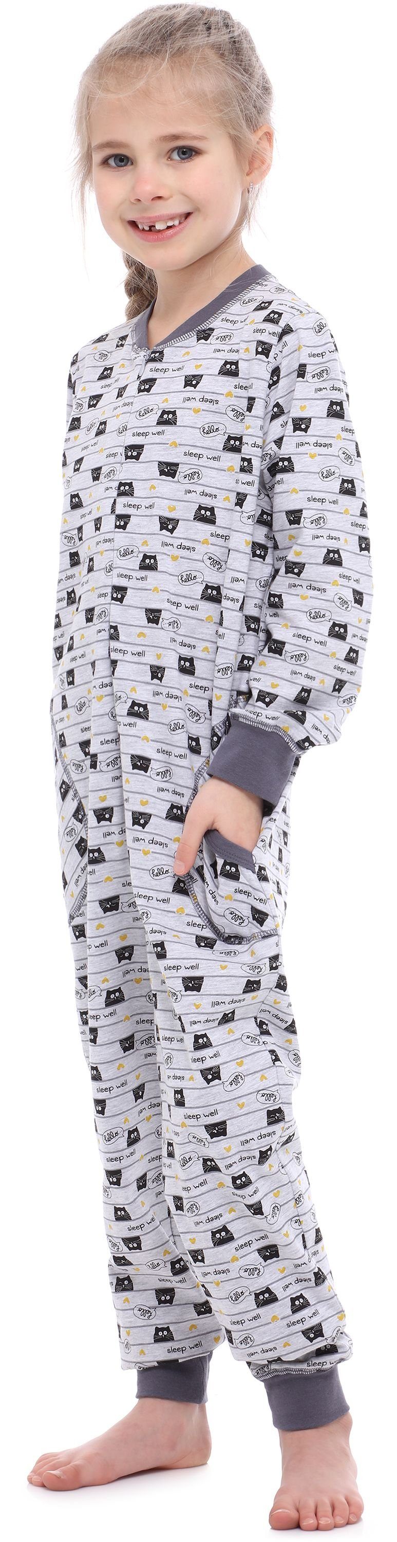 MS10-186 Schlafanzug Katzen Style Schlafanzug Merry Melange Mädchen Jumpsuit