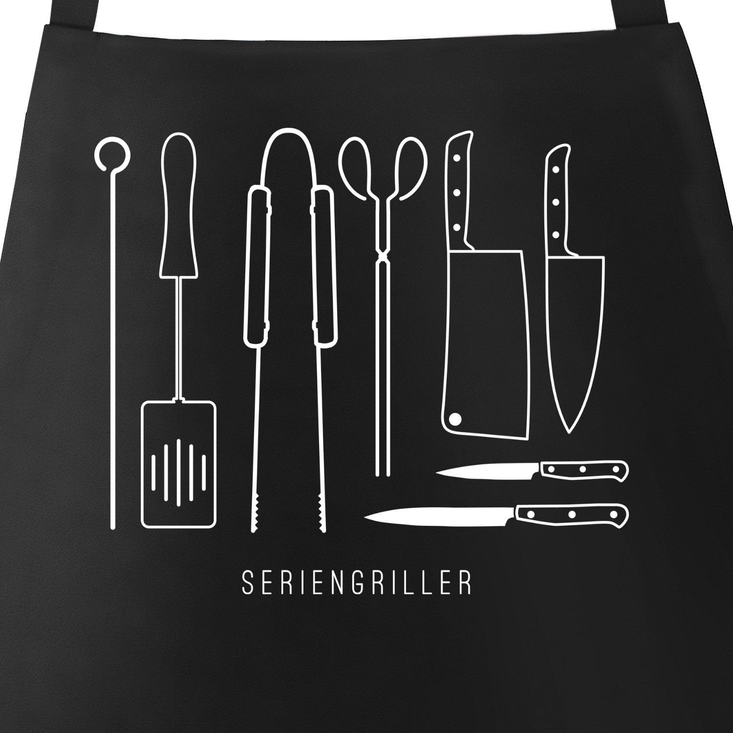 MoonWorks Grillschürze Grill-Schürze für Männer mit Spruch Seriengriller  Grillbesteck Messer Baumwoll-Schürze Küchenschürze Moonworks®, mit  kreativem Aufdruck