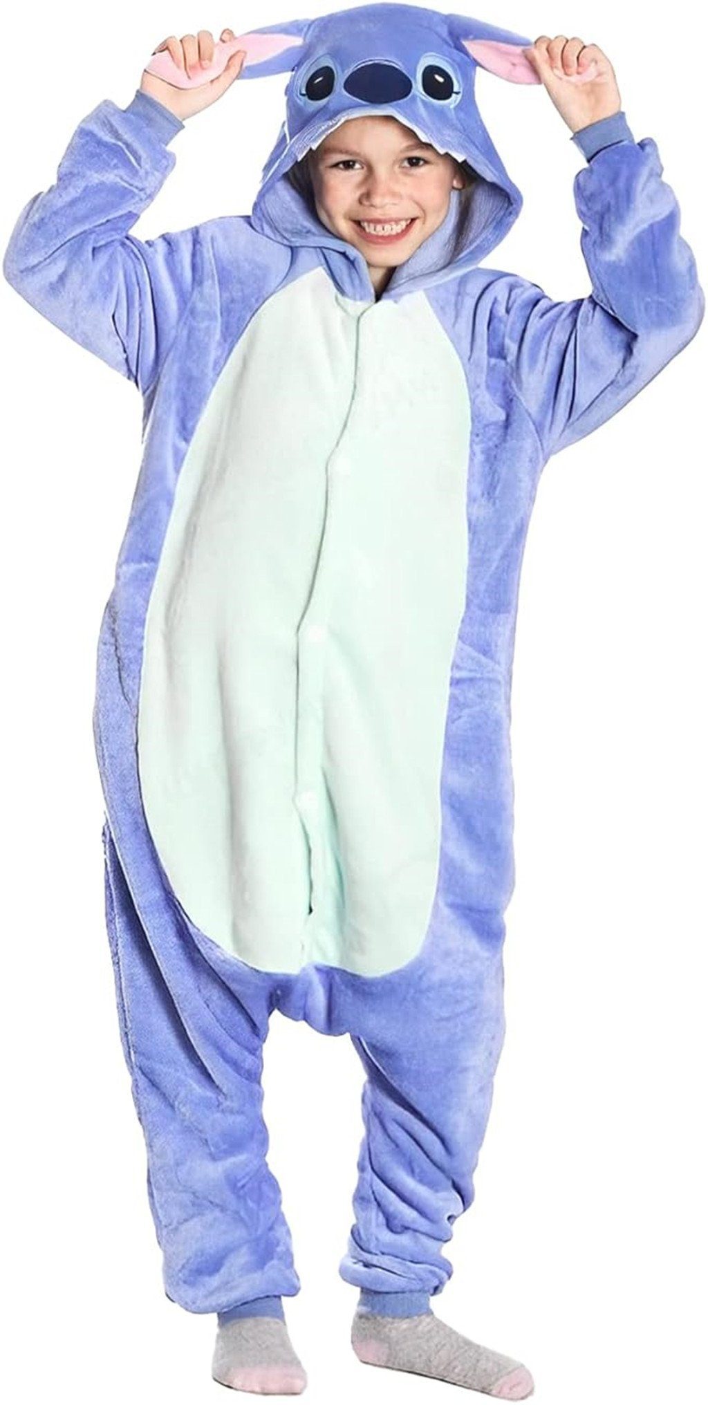 XDeer Schlafoverall Kinder Onesie Jumpsuit,Pyjamas Kigurumi,Tier Schlafoverall Pyjama Kleidung Fleece Overalls Fleece Nachtwäsche Blau