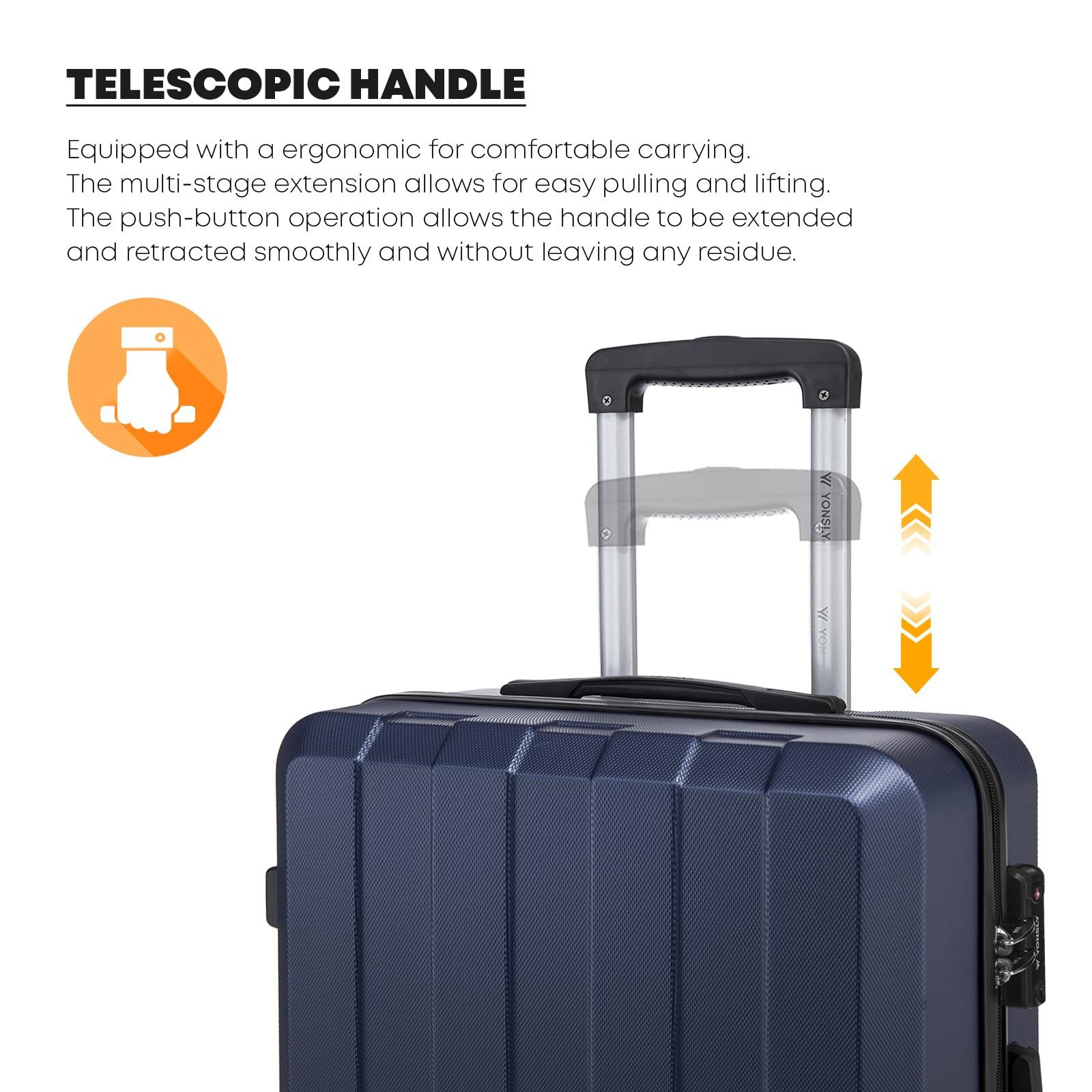YONSLY Hartschalen-Trolley Premium Hartschalen-Reisekoffer, 4 Rollen, TSA-Schloss, YKK-Reißverschluss, austauschbare Rollen/Griffe