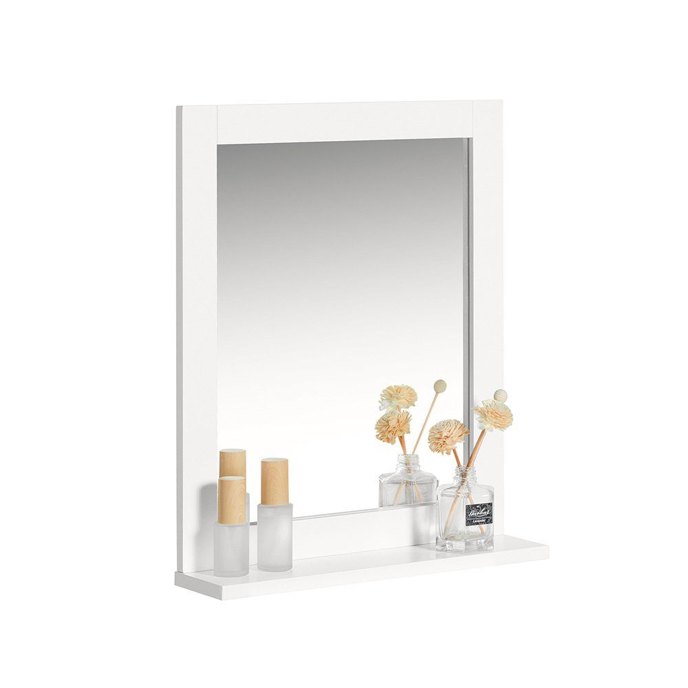 SoBuy Spiegel FRG129, Wandspiegel Badspiegel mit Ablage weiß