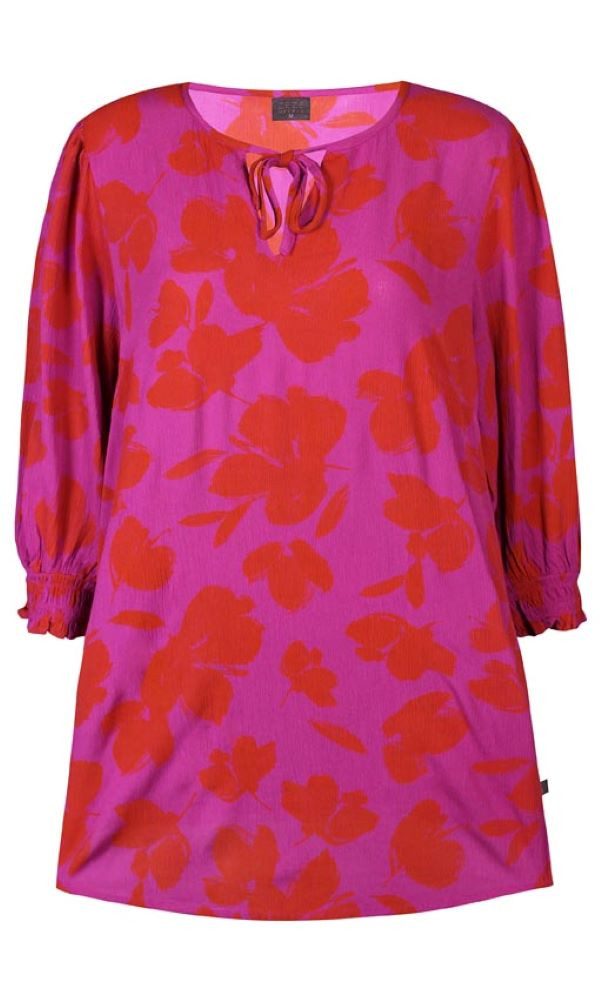 ZE-ZE Nordic Tunikashirt Tunika Blumenprint pink