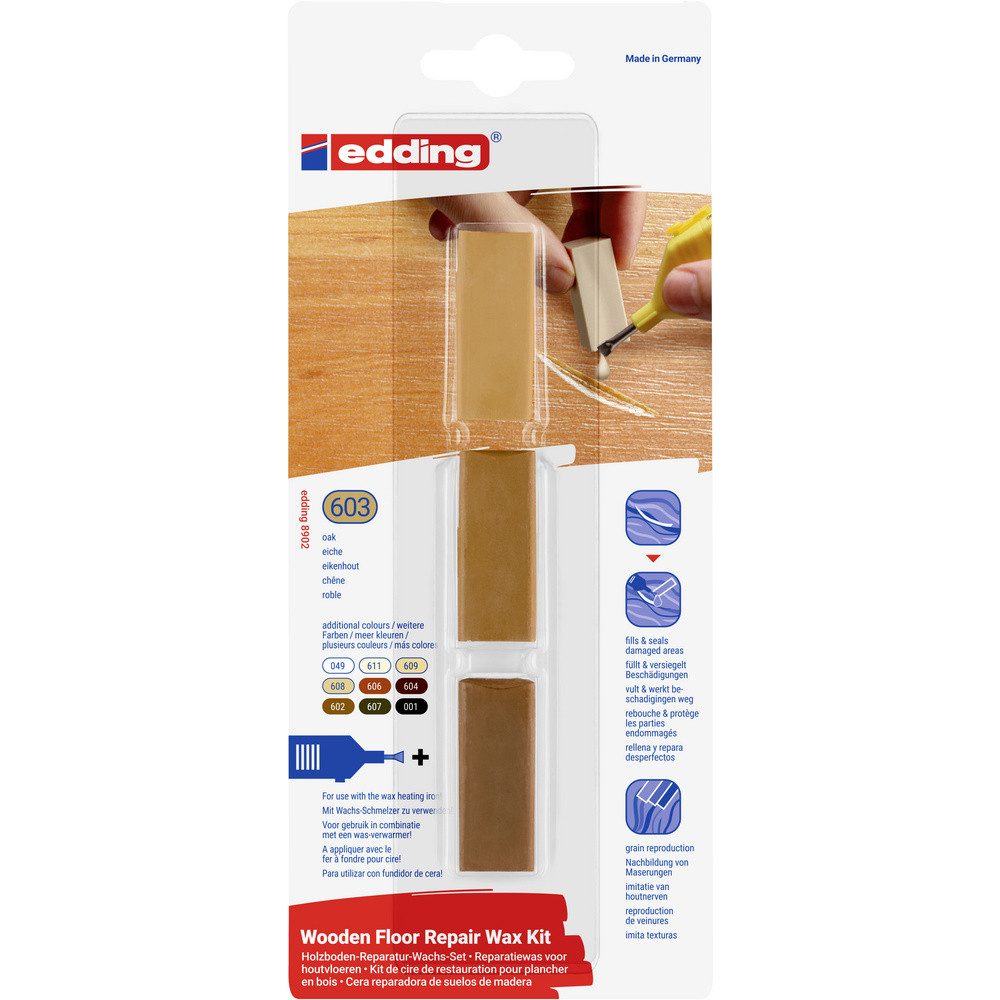Stechbeitel edding 8902 3 x Holzboden-Reparatur-Wachs Farbe eiche Set