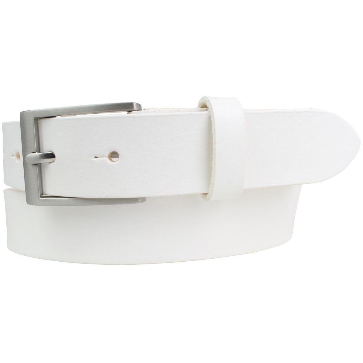 BELTINGER Ledergürtel Gürtel aus Vollrindleder 3 cm - Anzug-Gürtel für Damen Herren 30mm - C Weiß, Silber