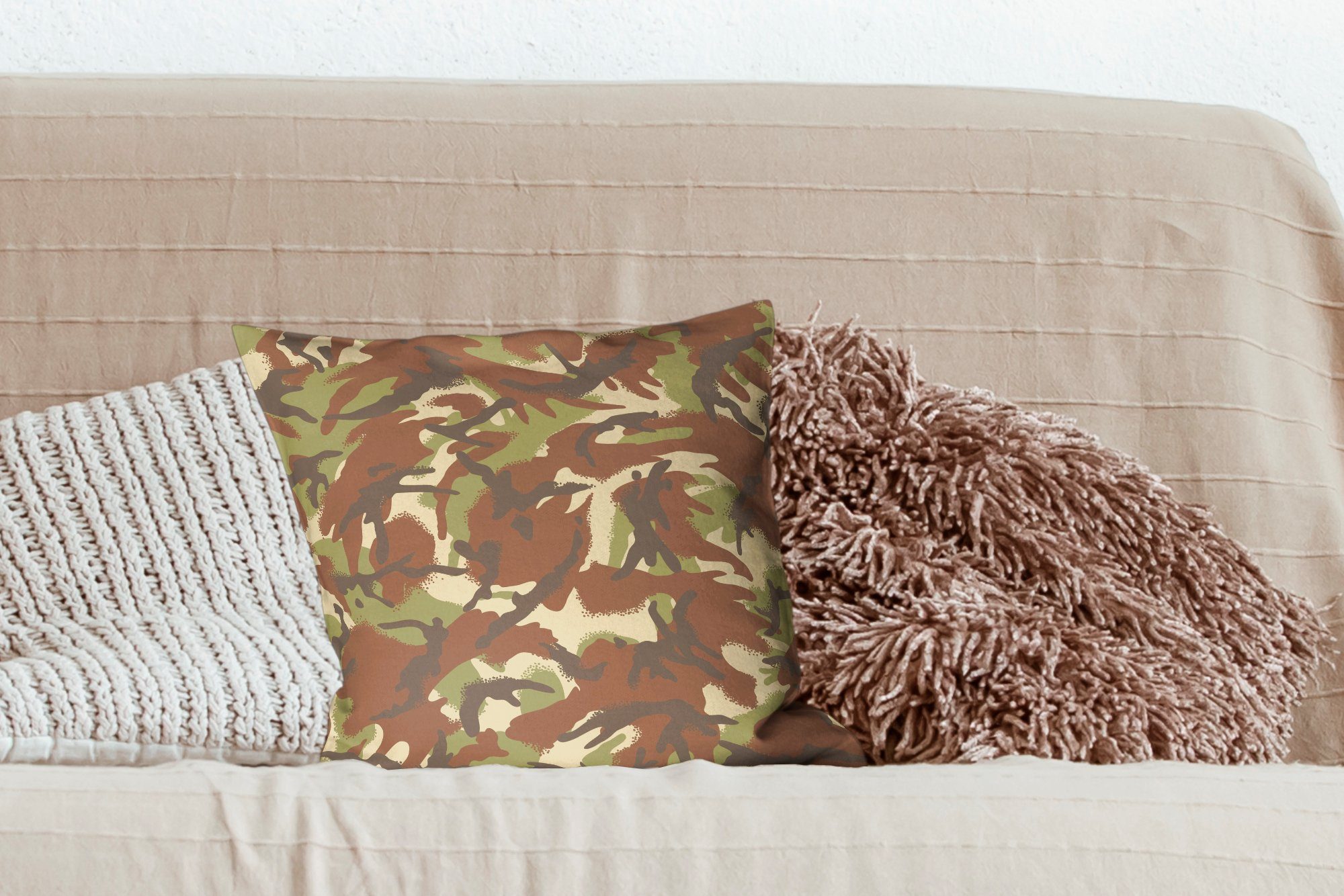 Schlafzimmer, in Deko, Wohzimmer, Sofakissen Füllung Dekokissen mit Farben, natürlichen Zierkissen MuchoWow für Camouflage-Muster