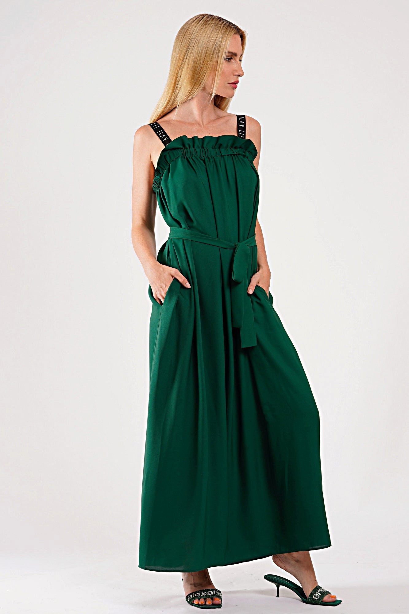 ILAY Lit Hoodie Crystal Dress Green