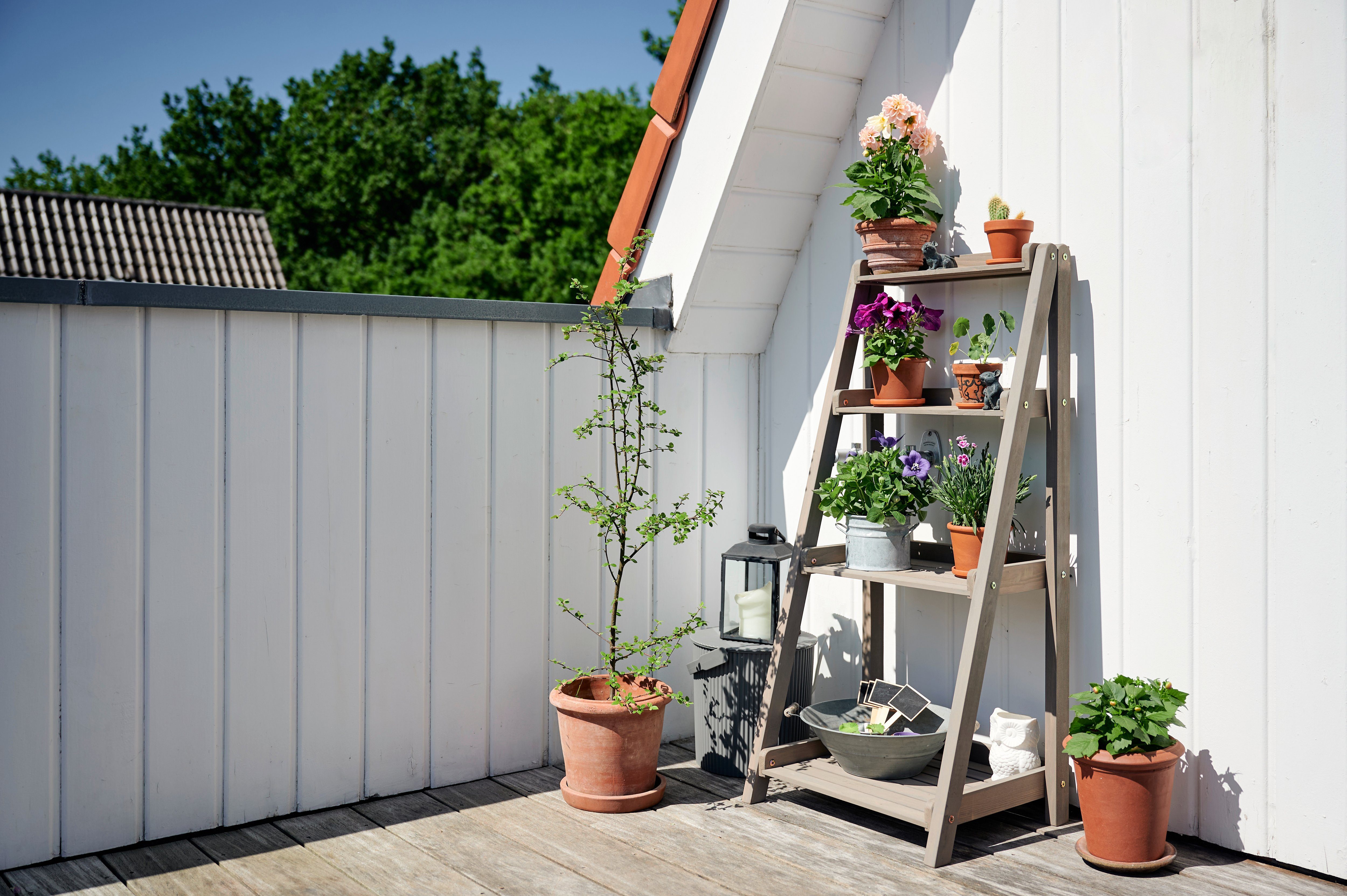 BUTENKIST Balkon, für Etagen, Garten, GESA, Pflanzentreppe Holz, Pflanzenständer aus Terrasse 4