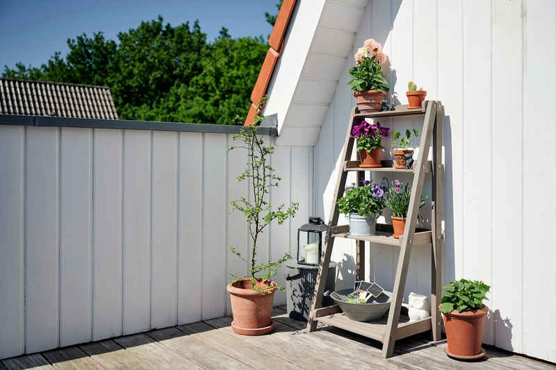 BUTENKIST Pflanzentreppe GESA, Pflanzenständer aus Holz, 4 Etagen, für Balkon, Garten, Terrasse