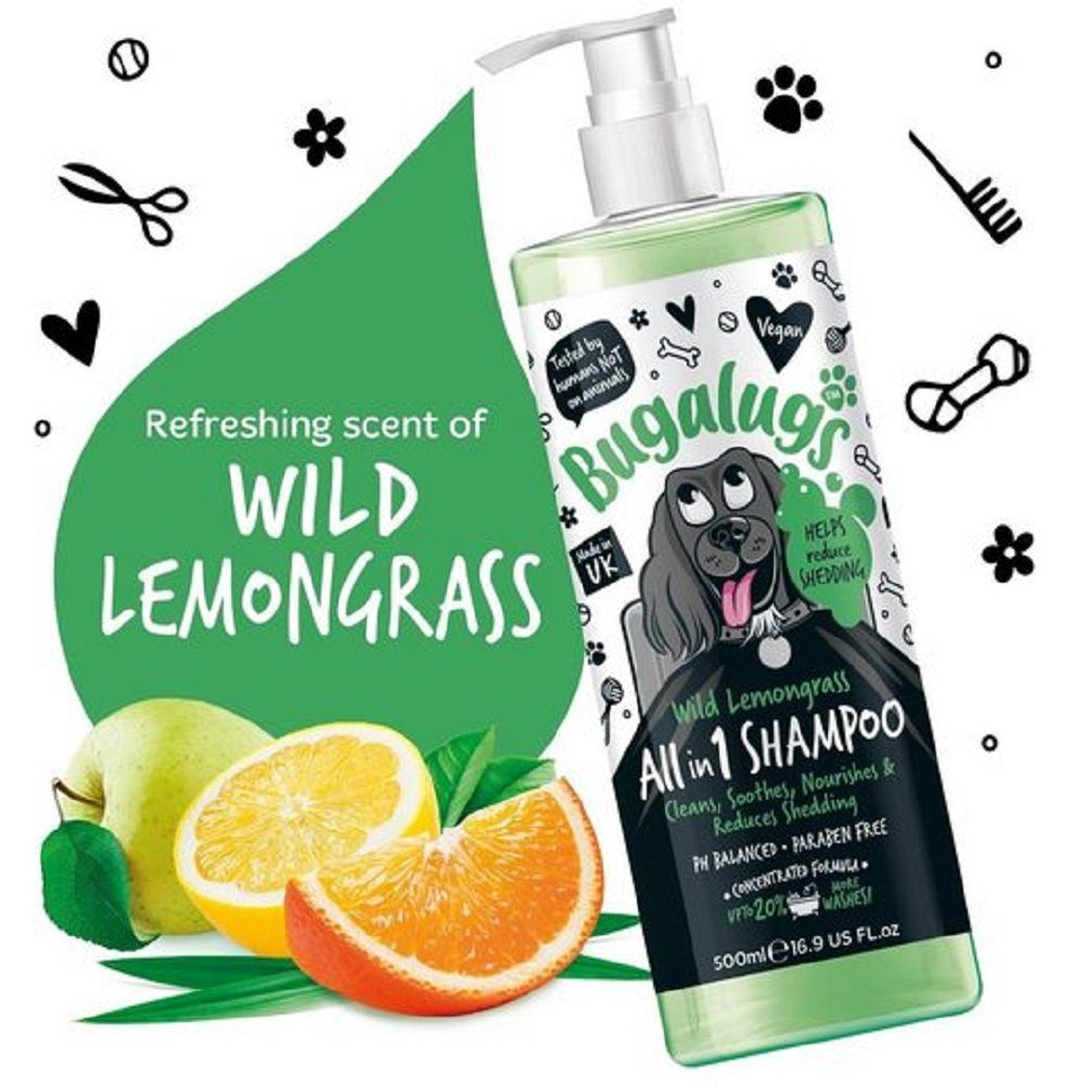 Bugalugs Tiershampoo Bugalugs Hundeshampoo Wild Lemongrass 500 ml, 500 ml, (1-St), ph neutral, Hunde Shampoo, Lake District